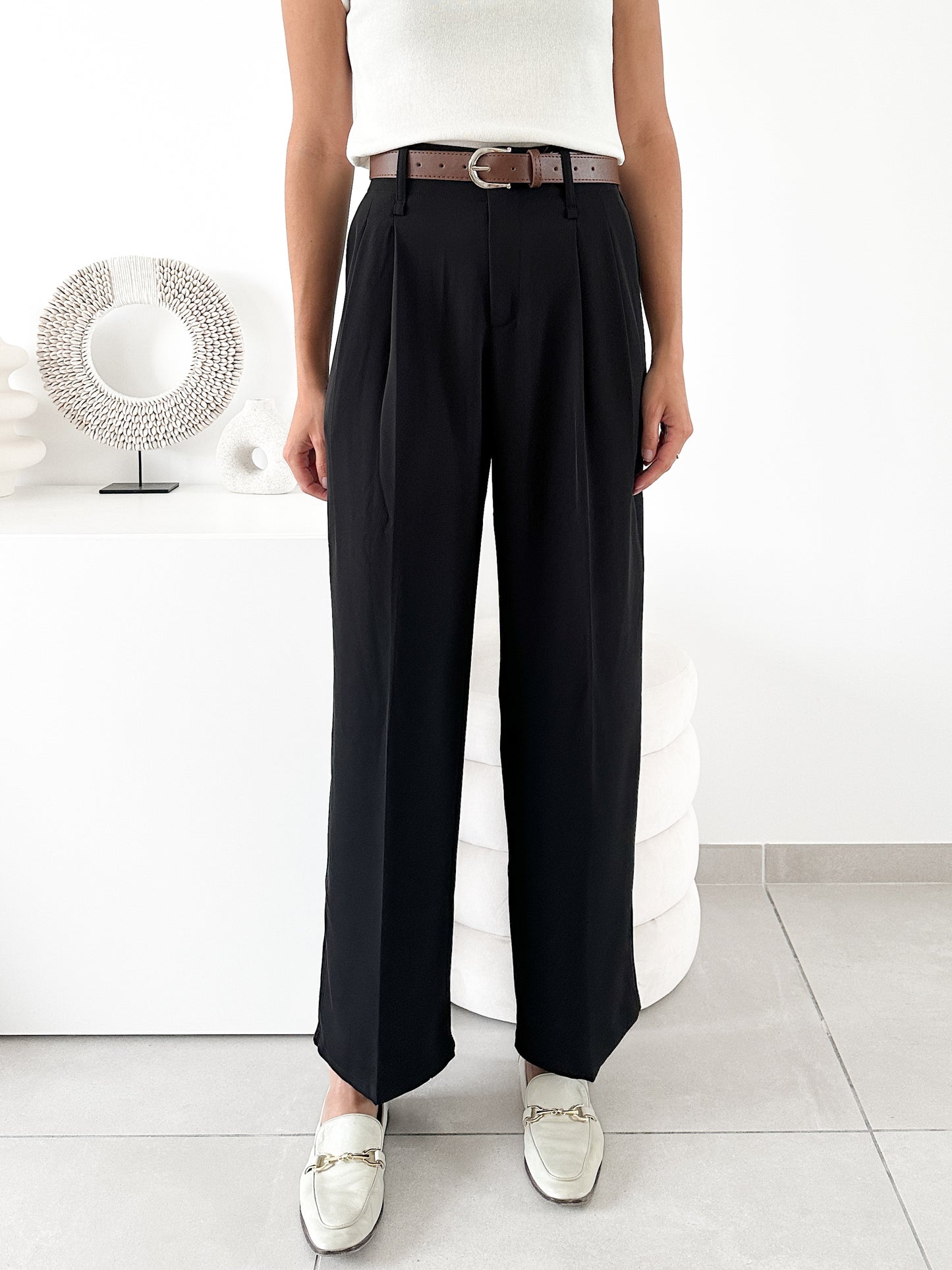 Pantalon avec ceinture noir