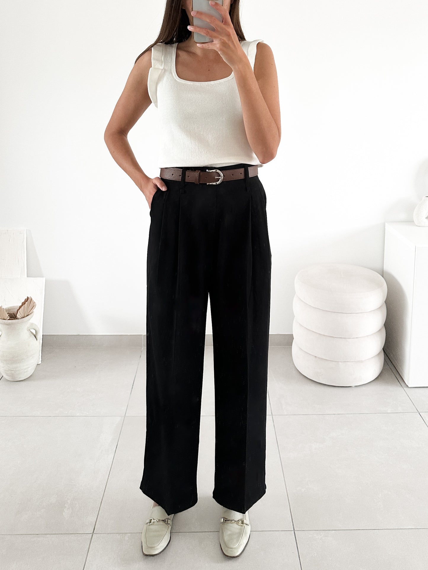 Pantalon avec ceinture noir