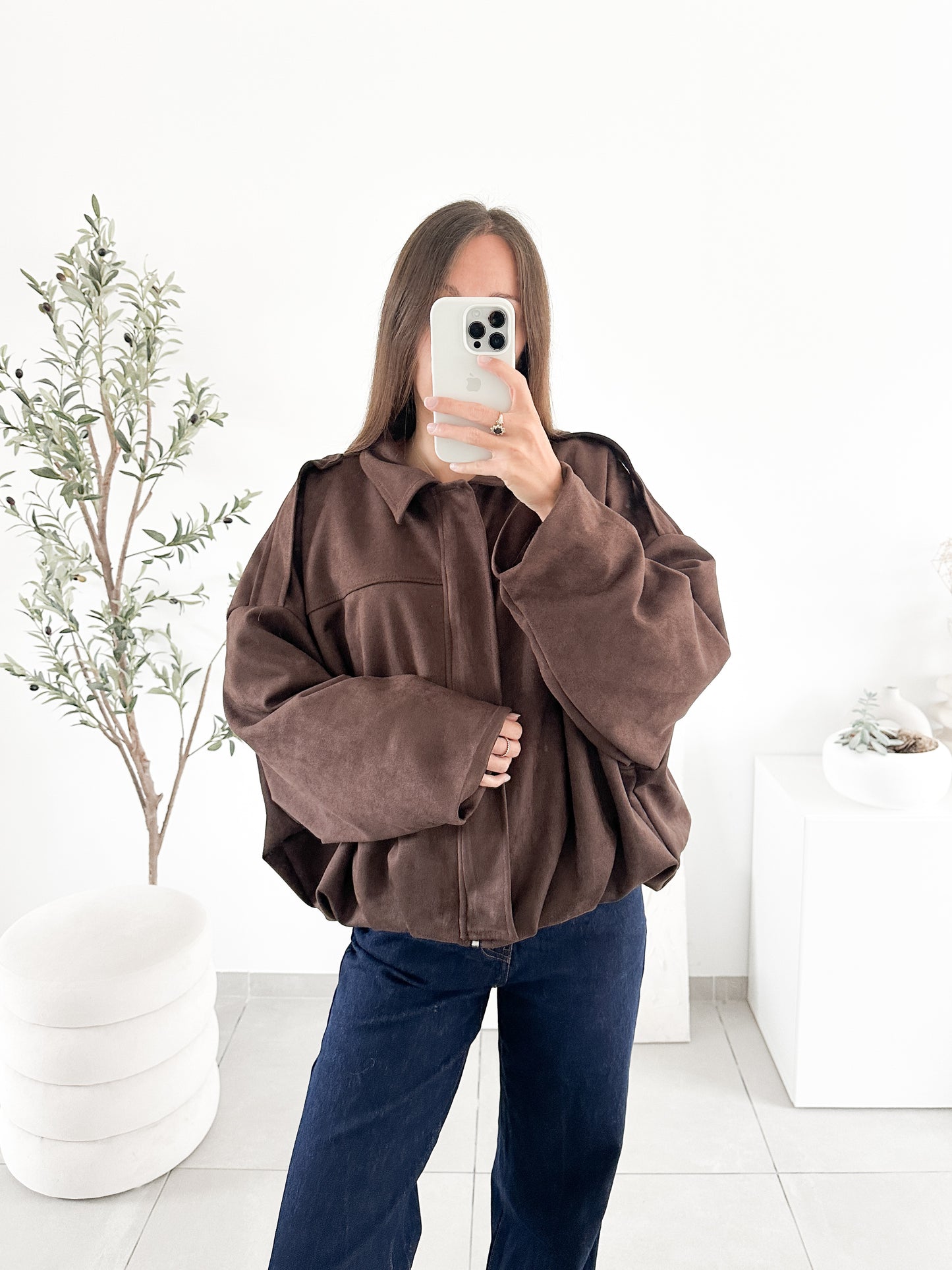 Veste effet daim marron