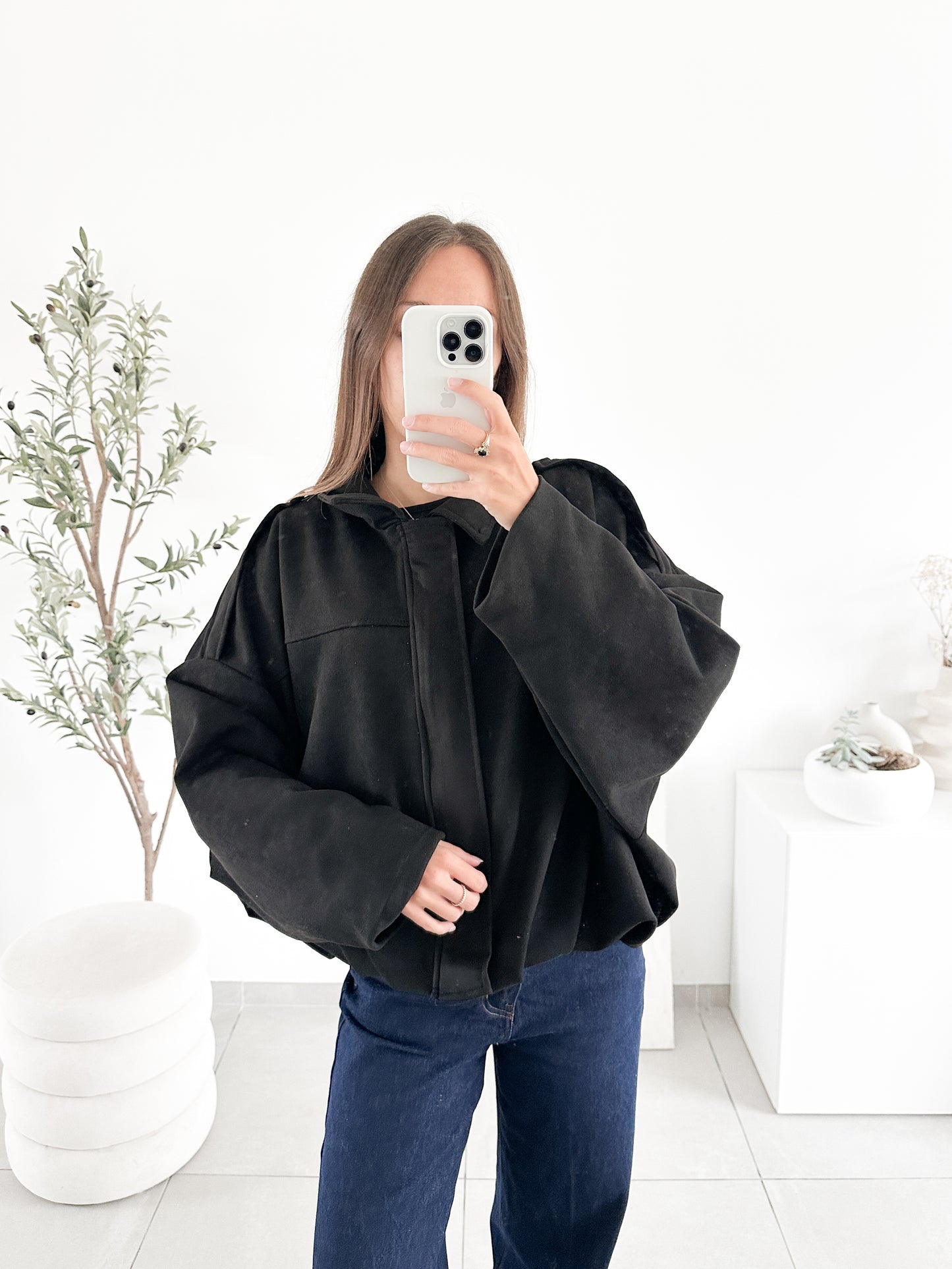 Veste effet daim noire