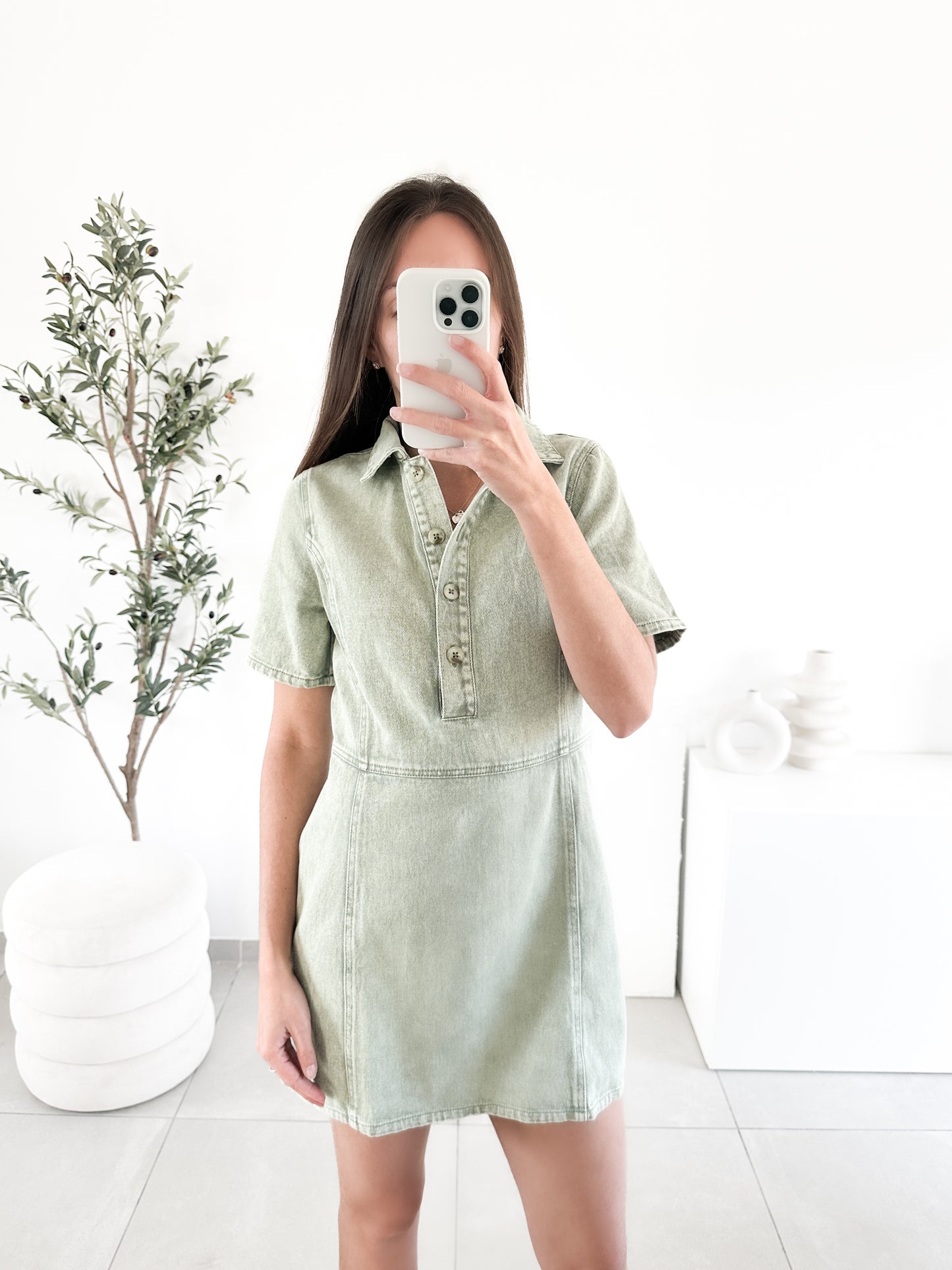 Robe en jean Paula kaki