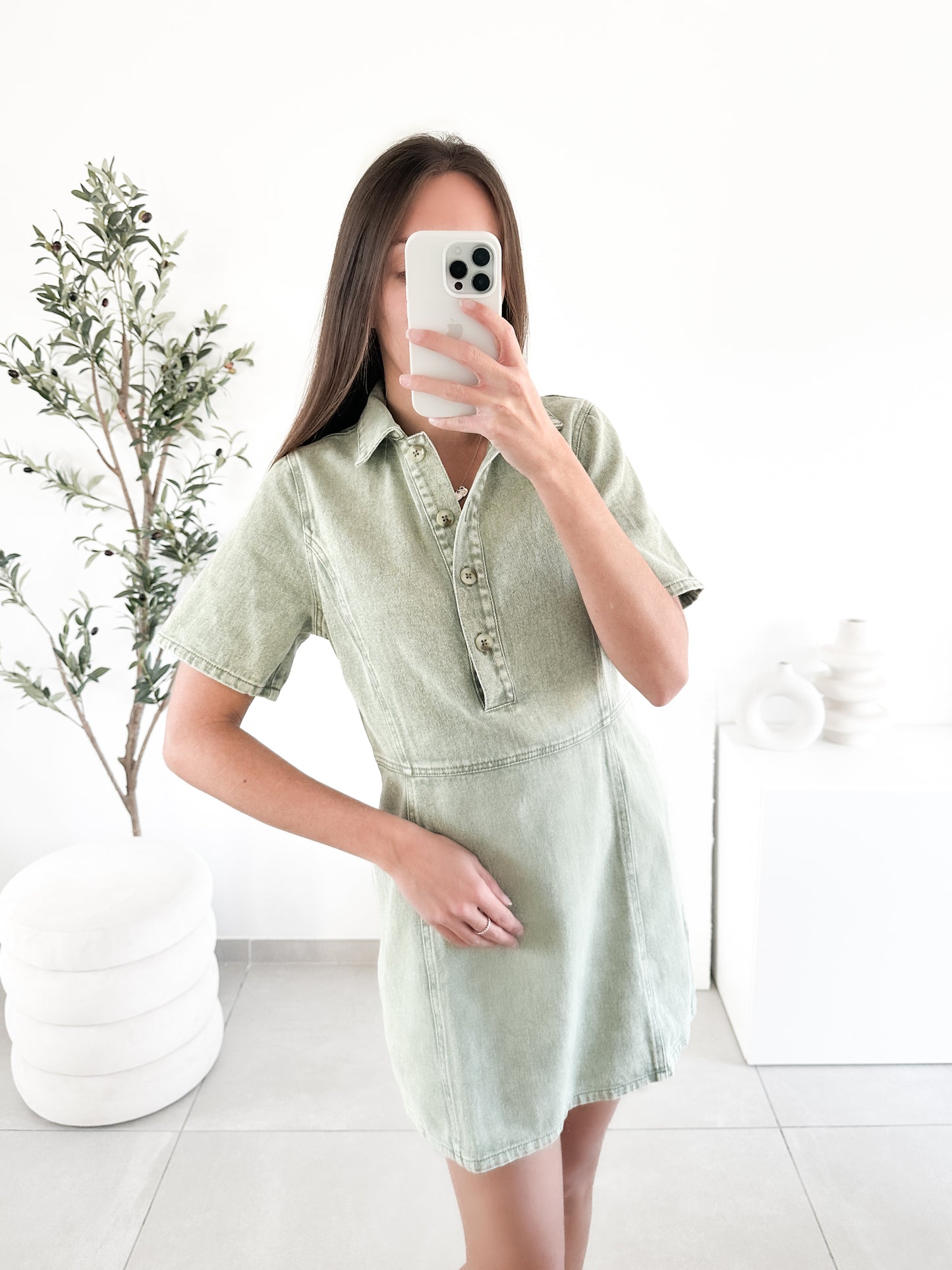 Robe en jean Paula kaki