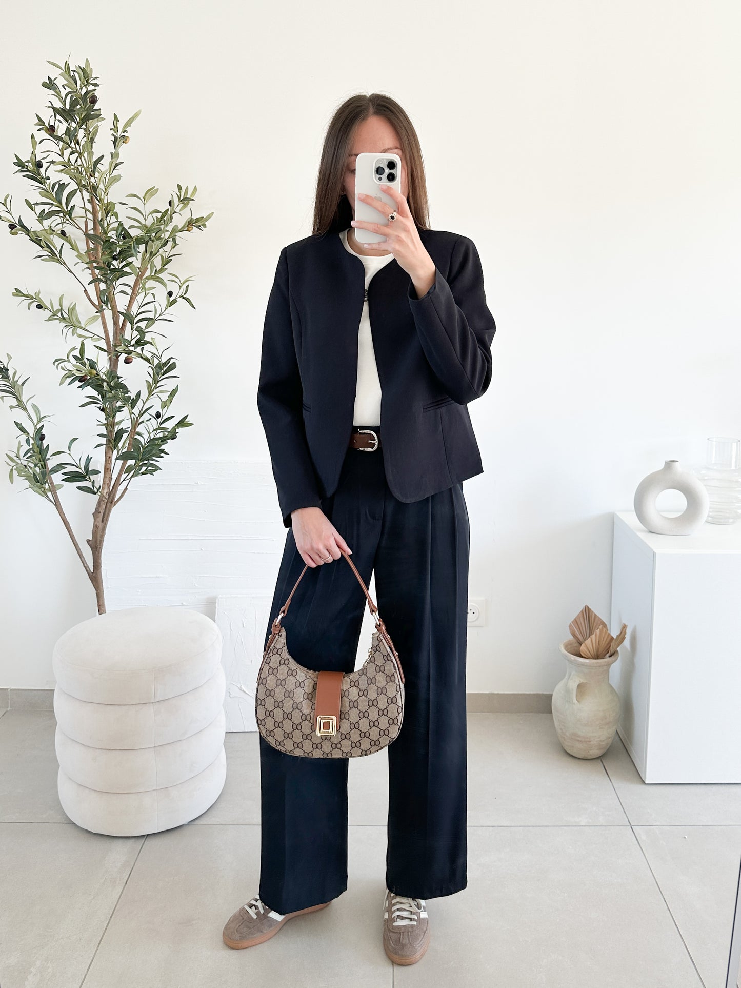 Pantalon avec ceinture marine