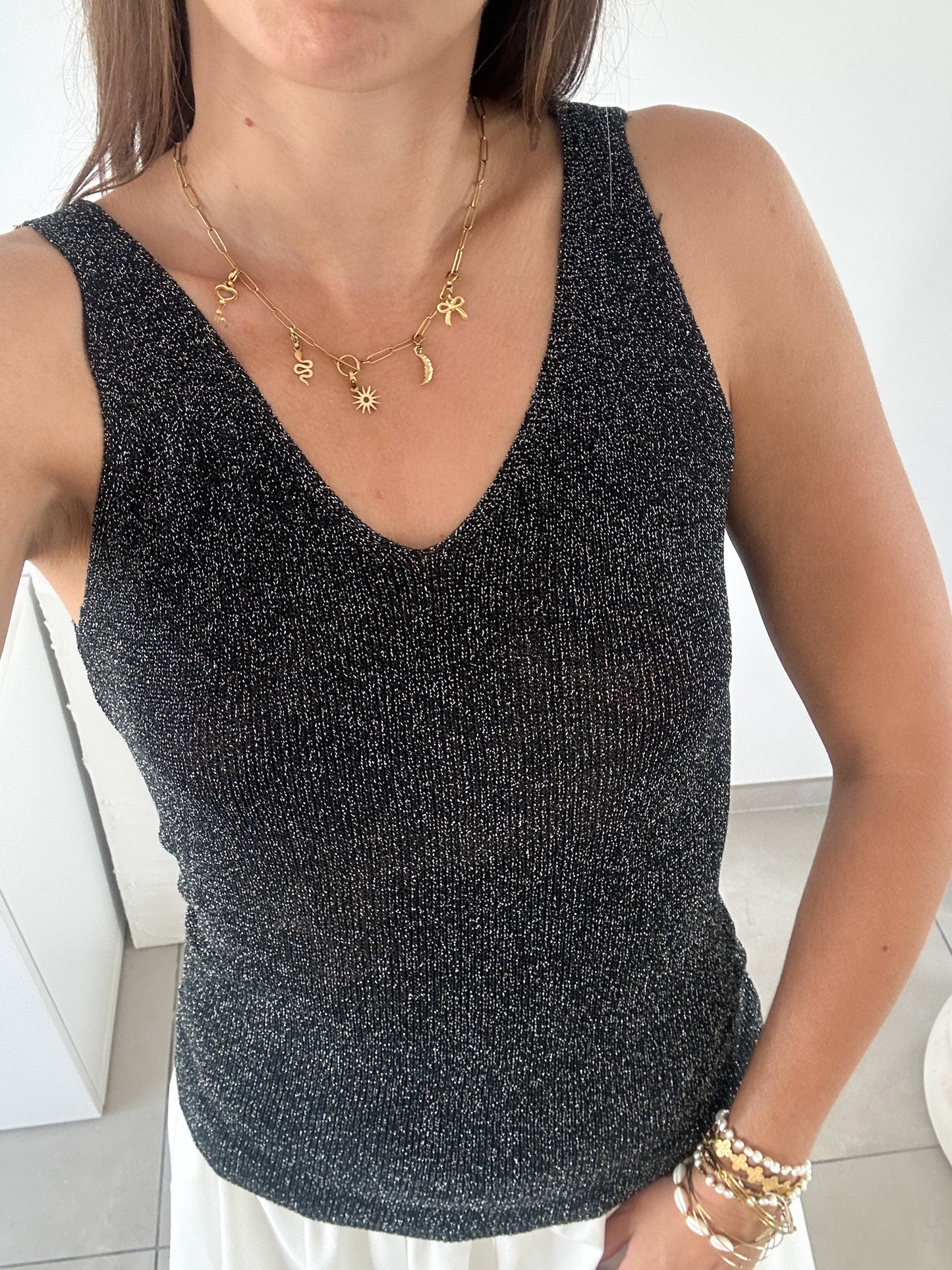 Débardeur pailleté noir