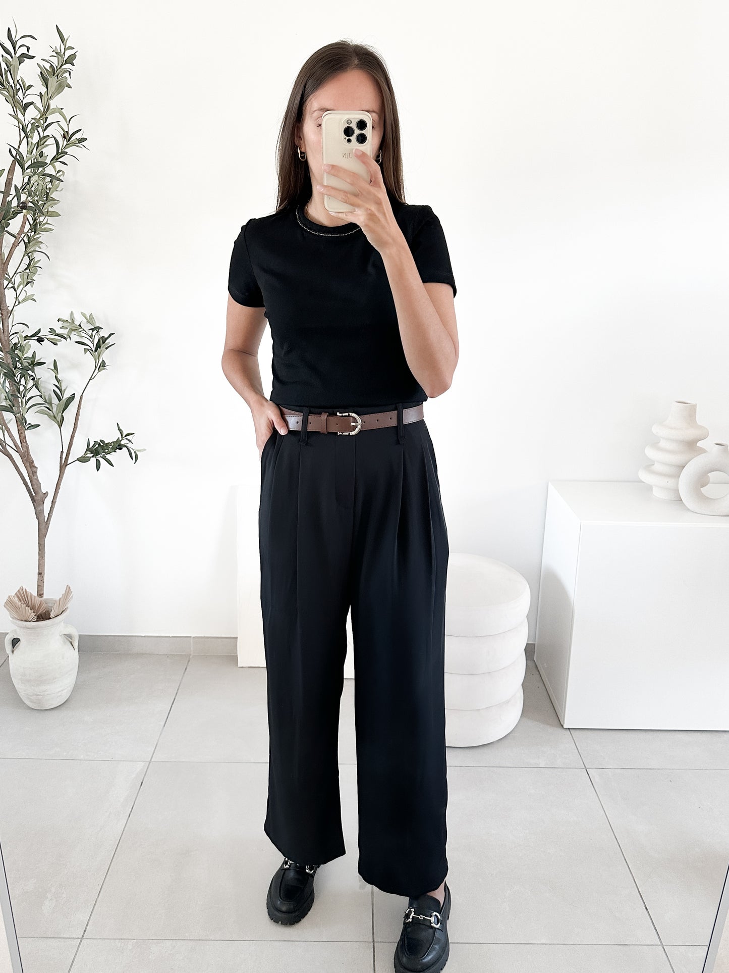 Pantalon avec ceinture noir