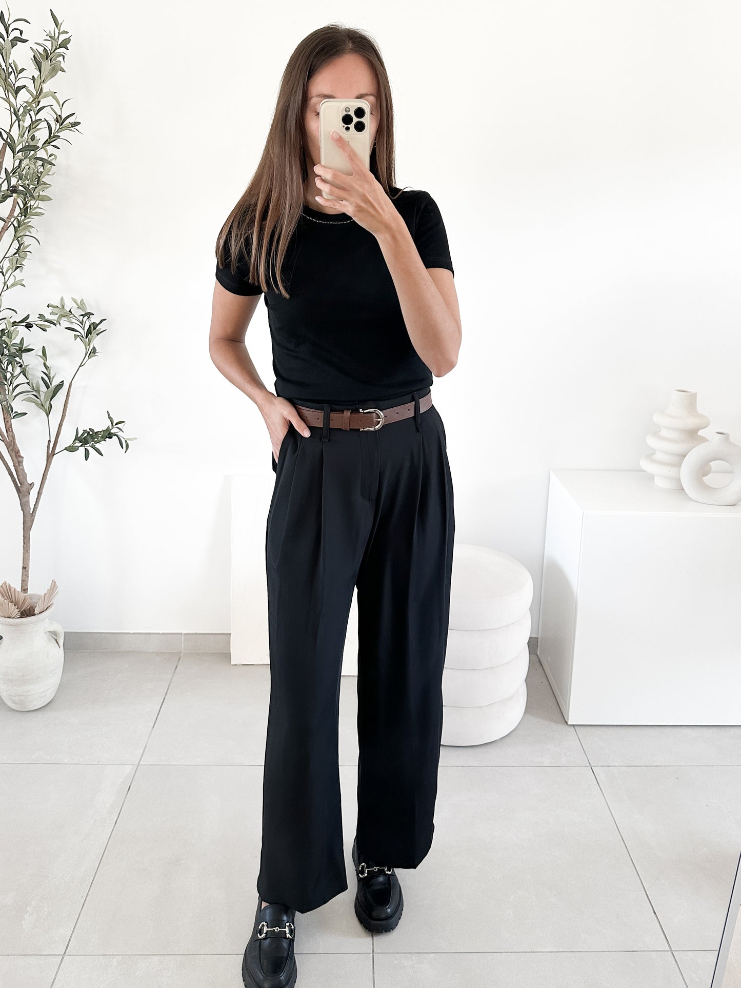 Pantalon avec ceinture noir