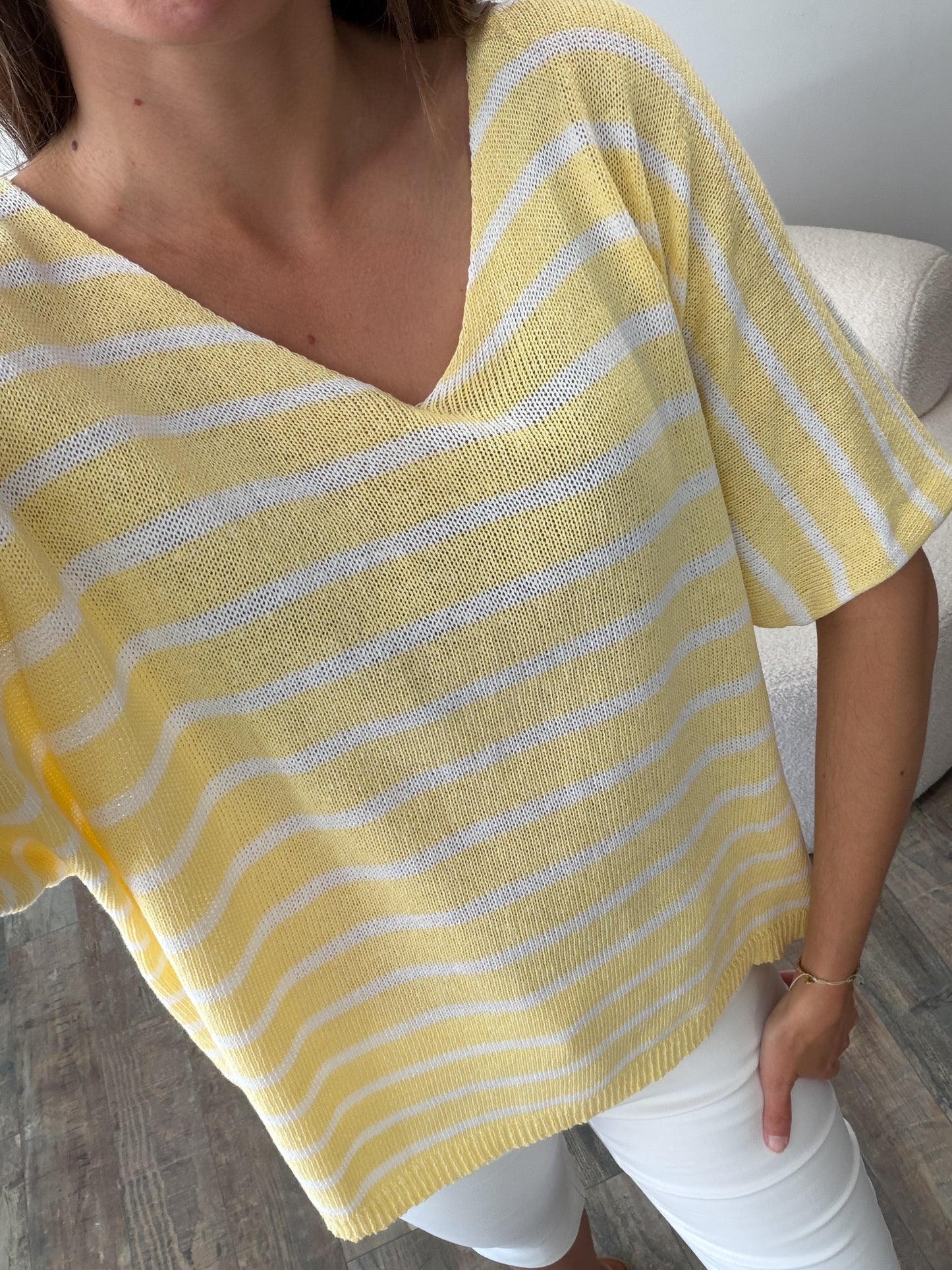Haut en maille fine jaune