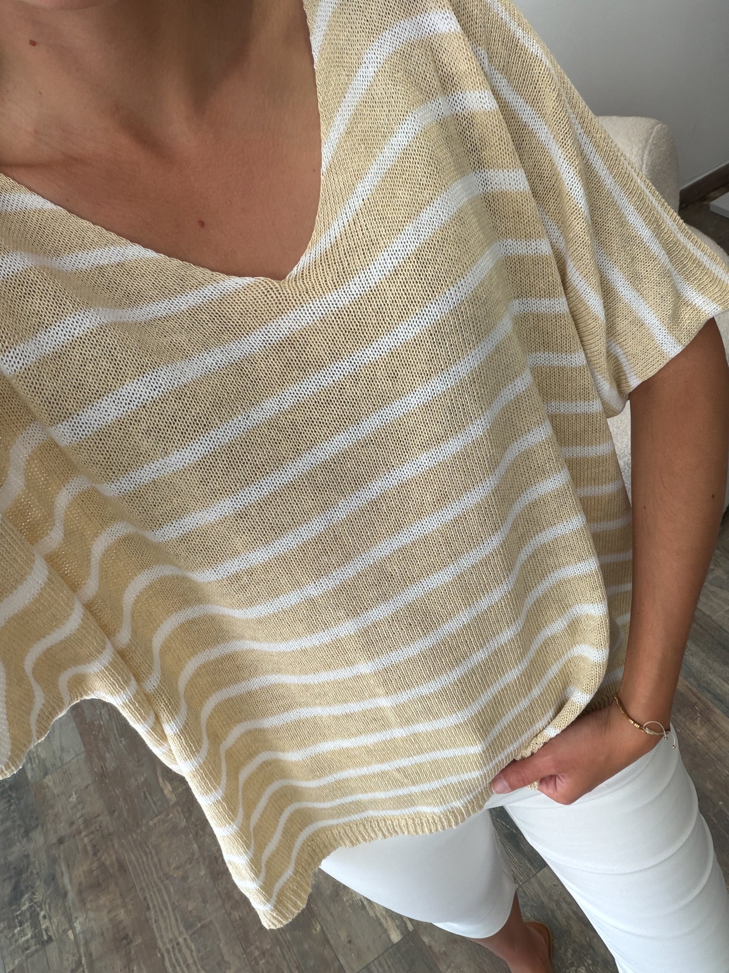 Haut en maille fine beige