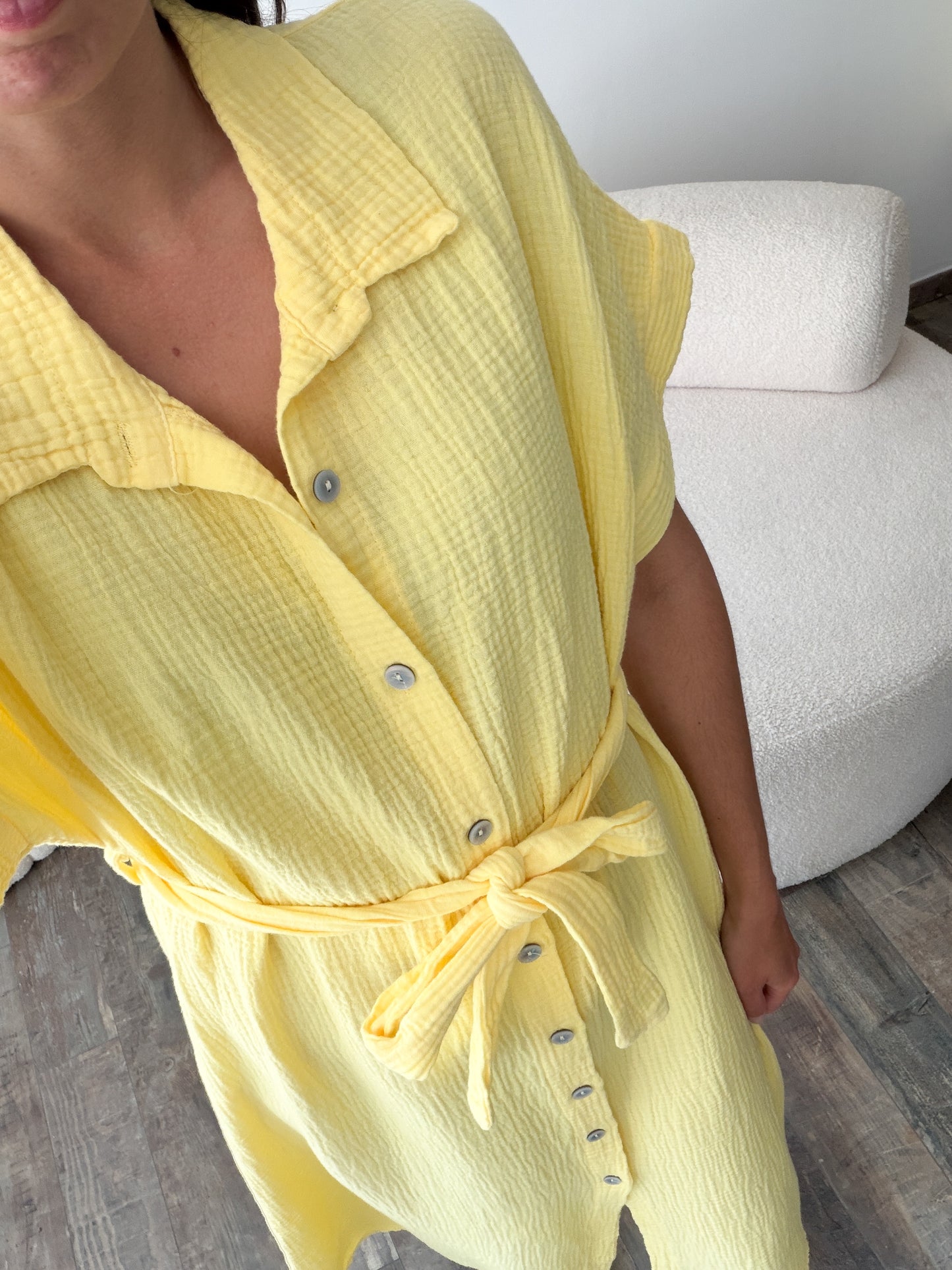 Robe en gaze de coton jaune