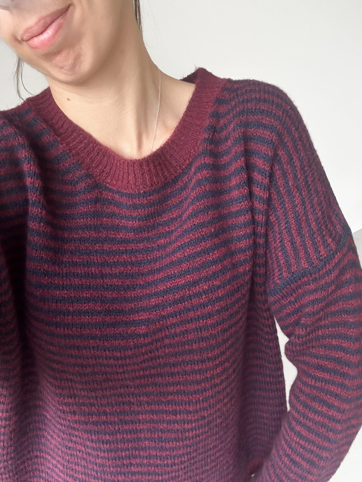 Pull rayé bordeaux