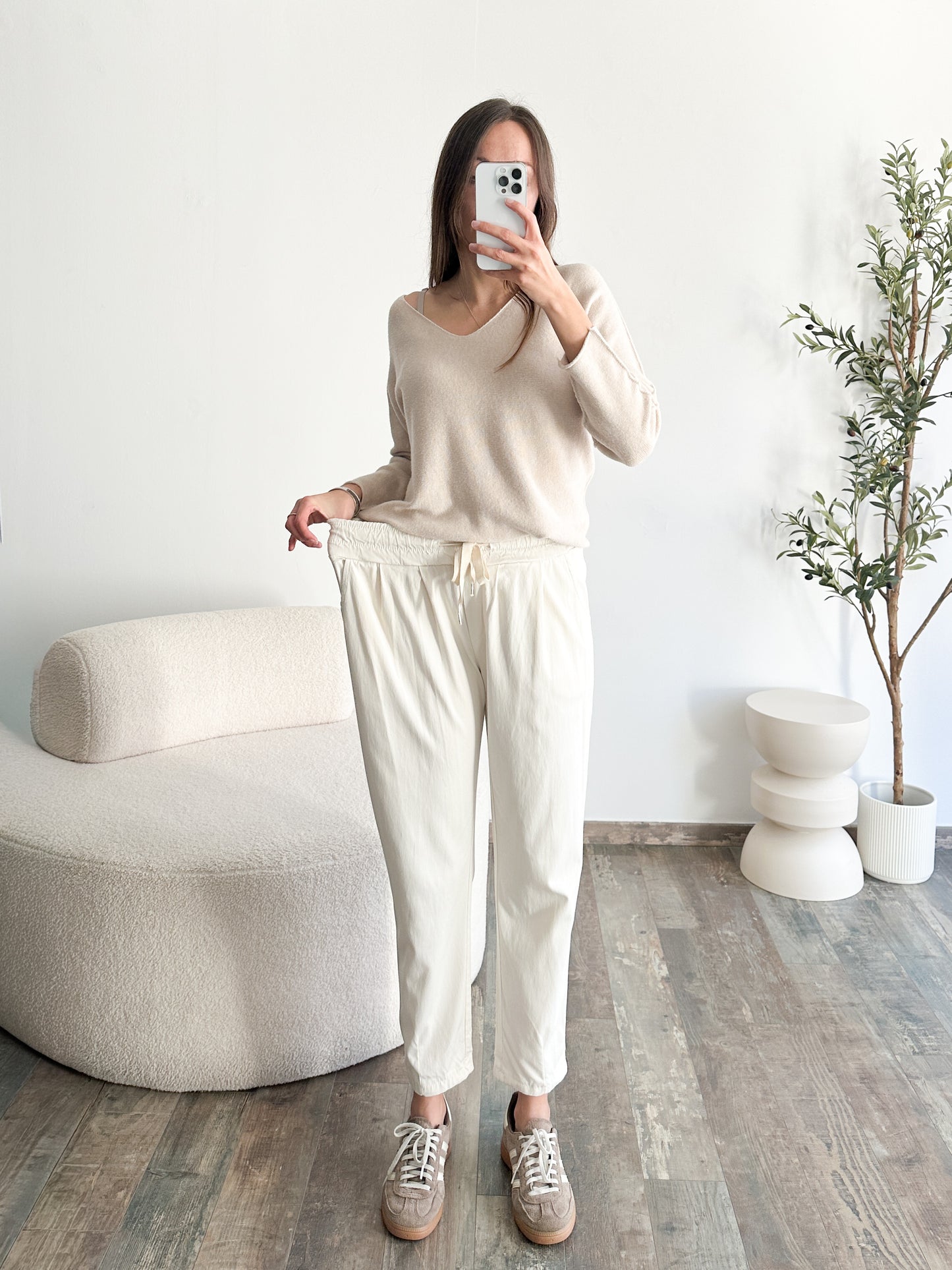 Pantalon jogging écru