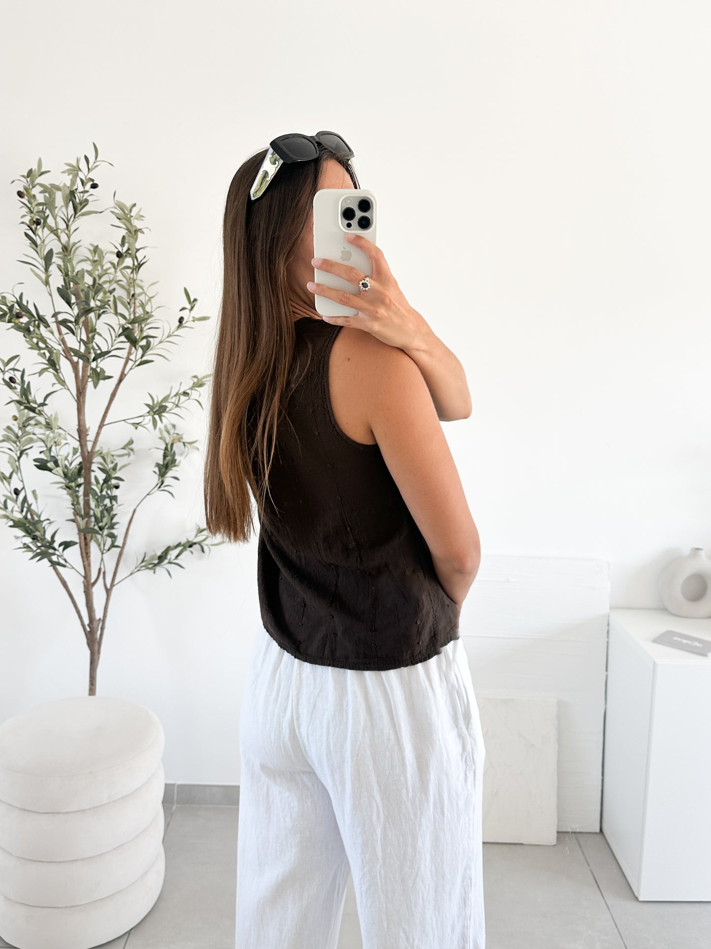 Top en coton et lin Bianca
