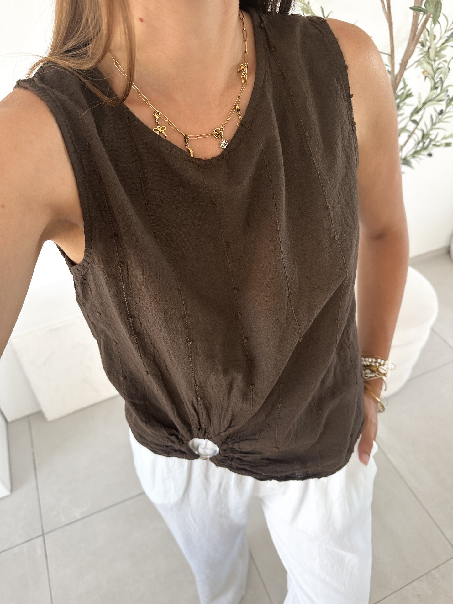 Top en coton et lin Bianca