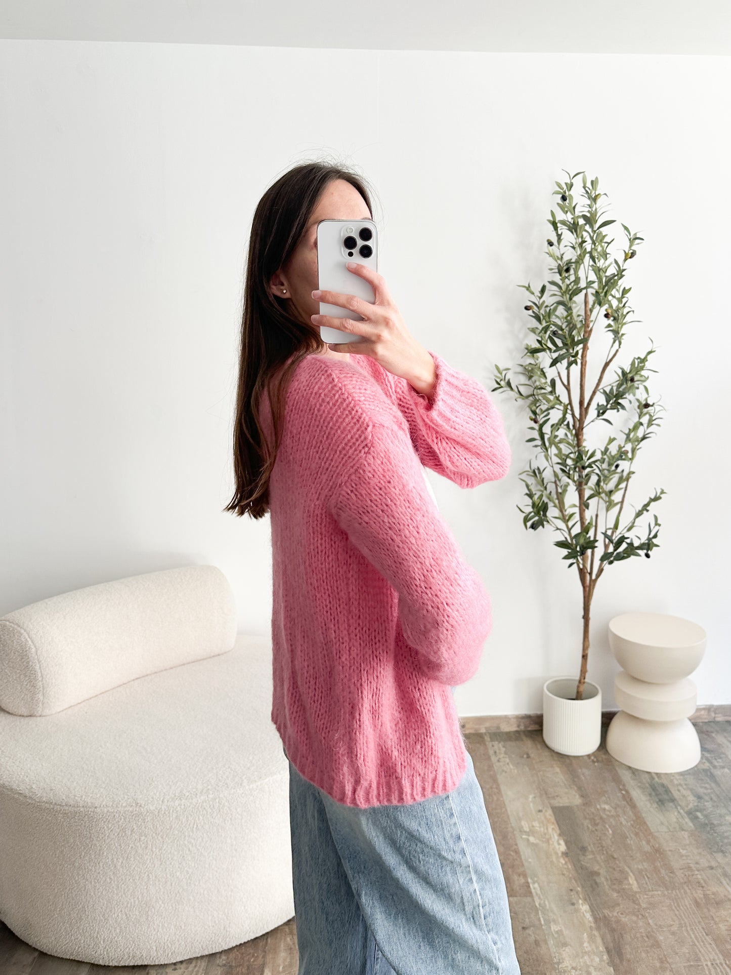 Gilet en mohair rose