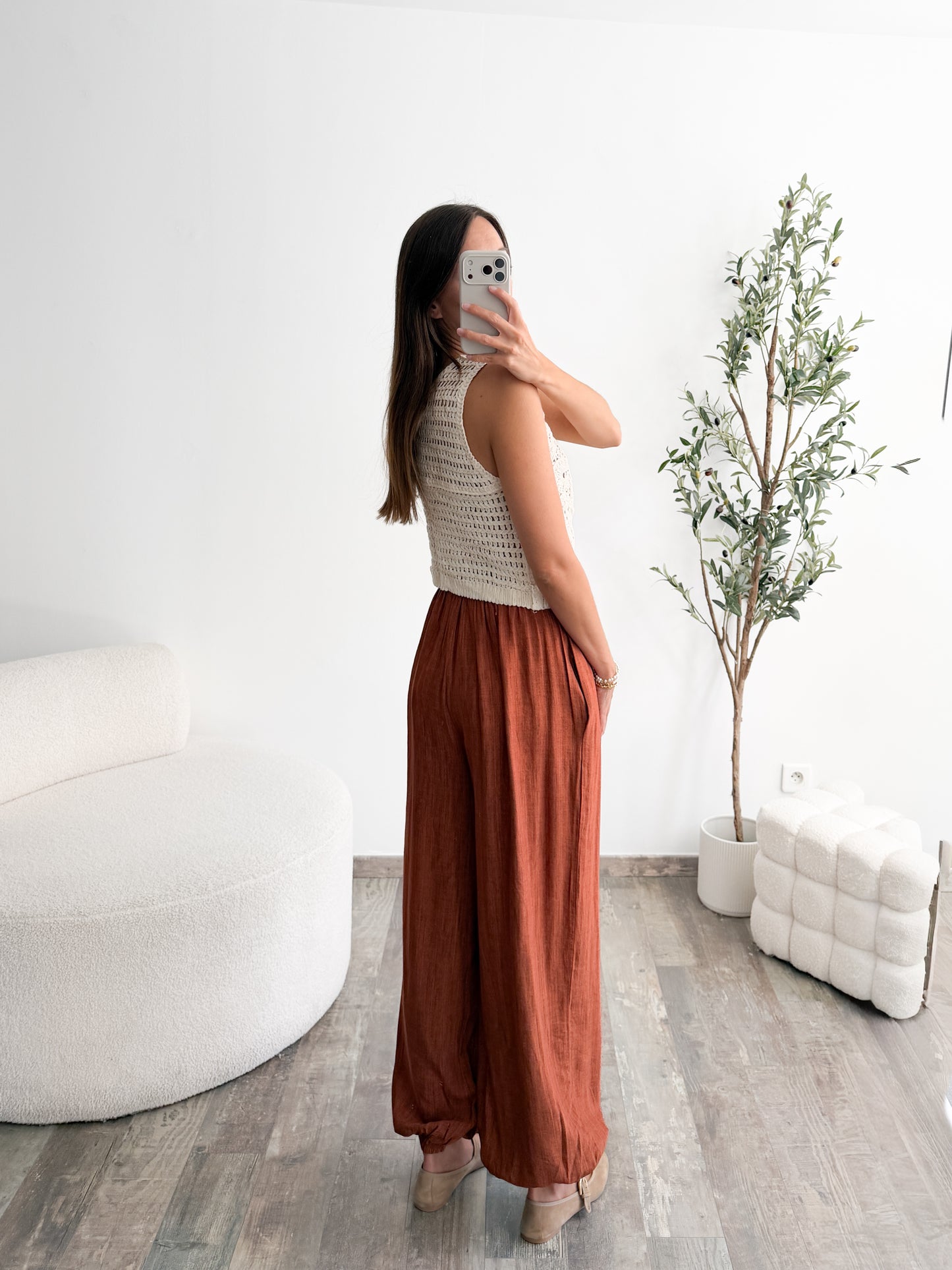 Pantalon bouffant terracotta