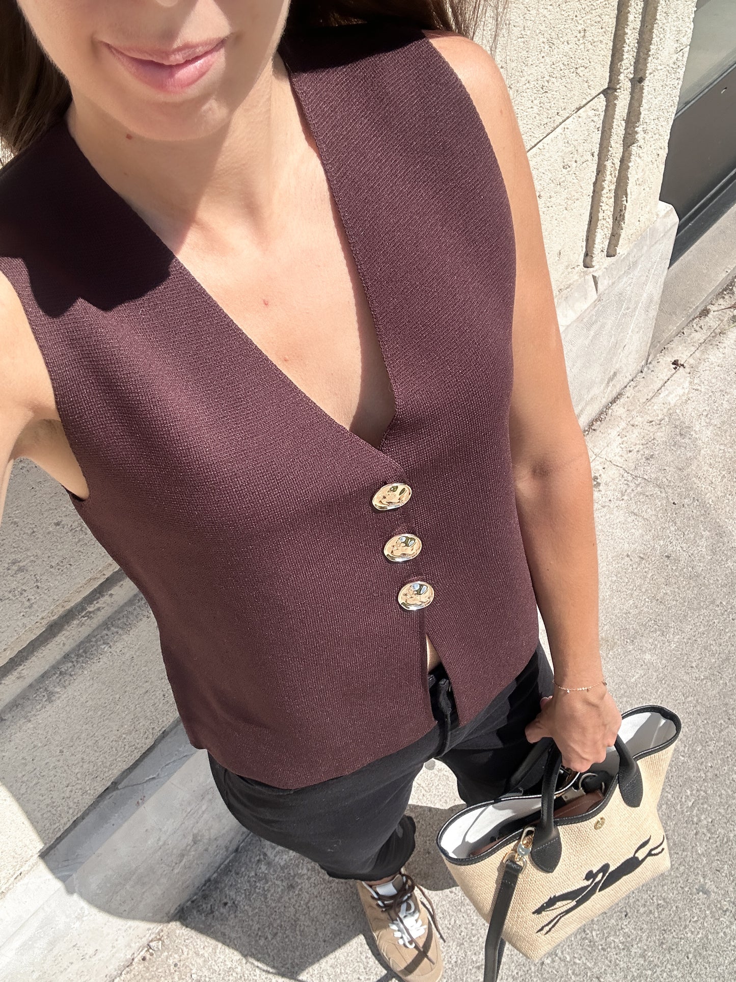Gilet sans manche Leïla marron