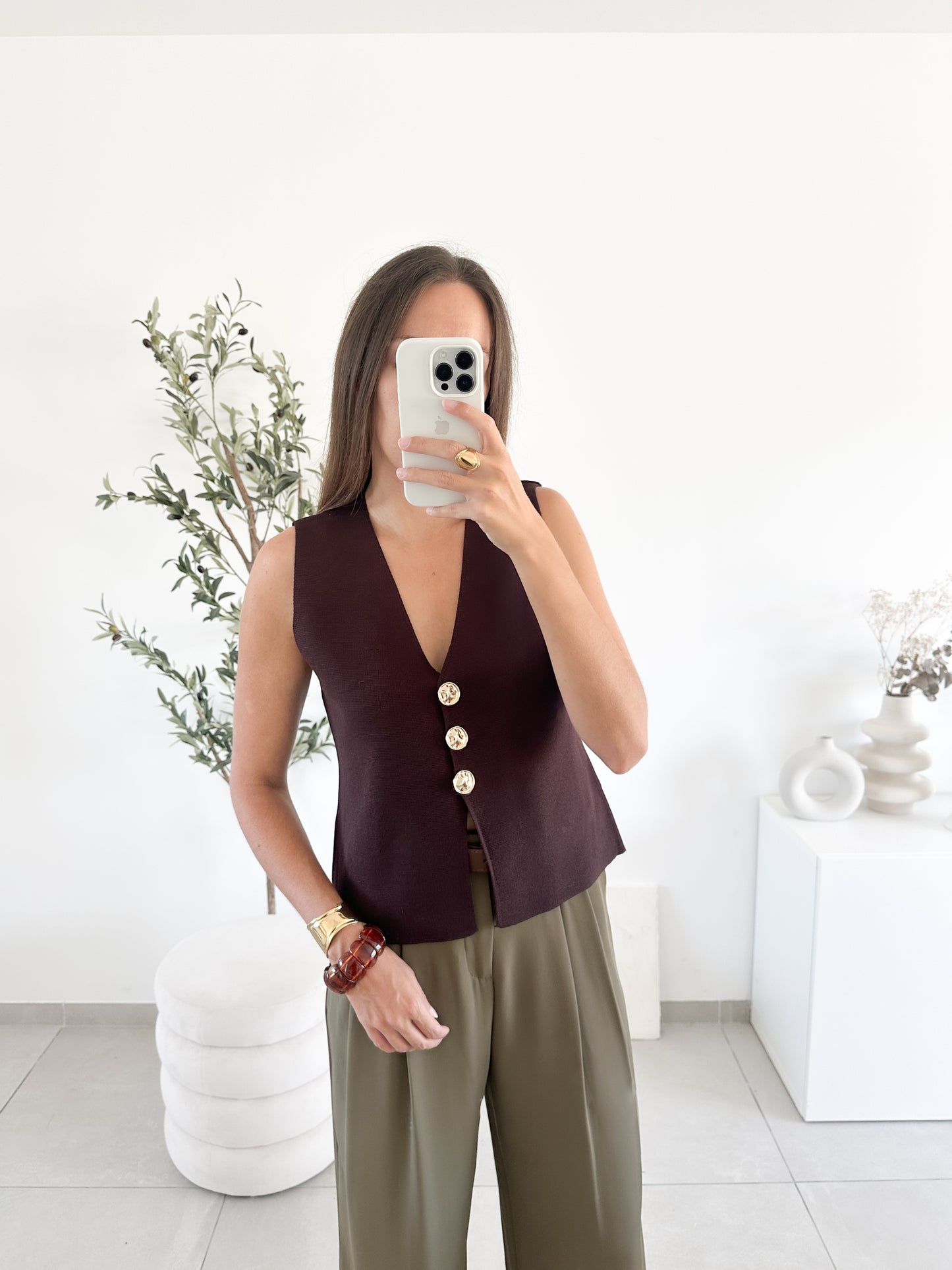 Gilet sans manche Leïla marron