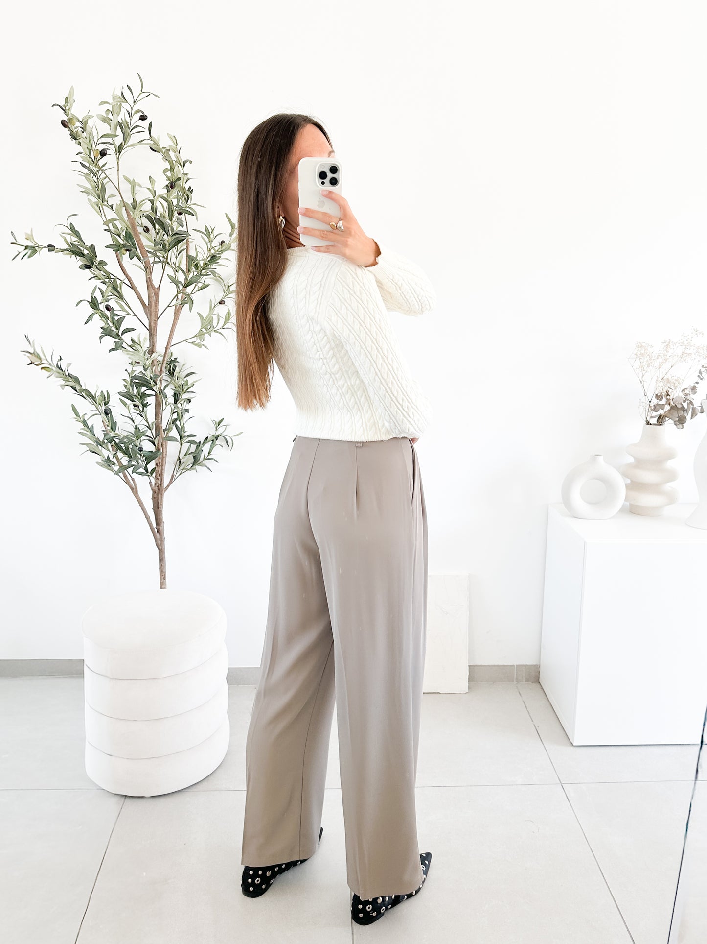 Pantalon avec ceinture gris
