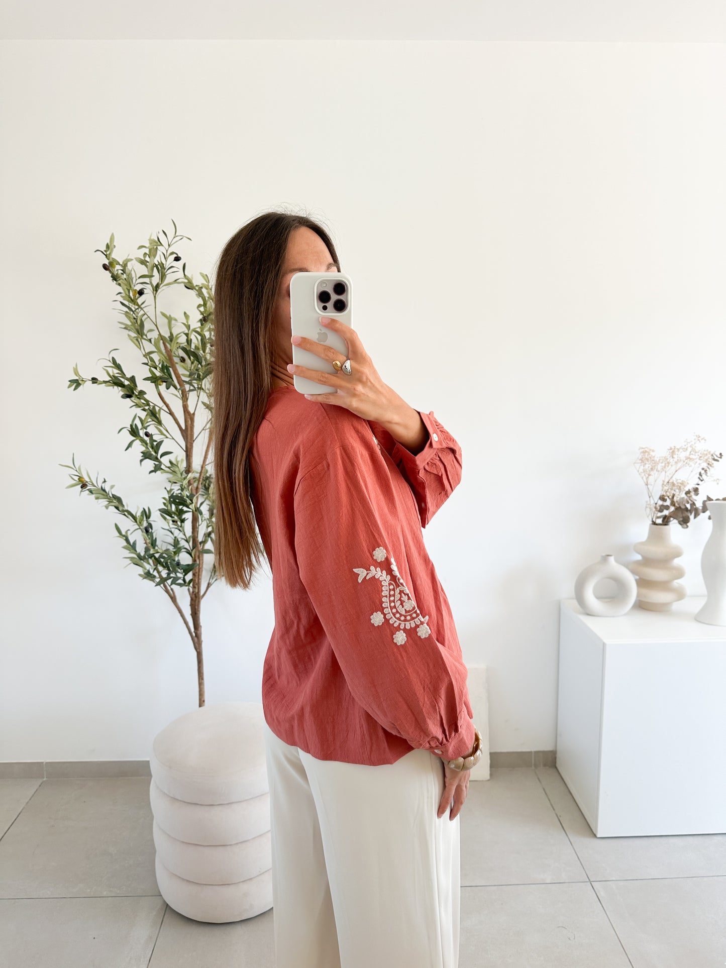 Blouse en cotton terracotta