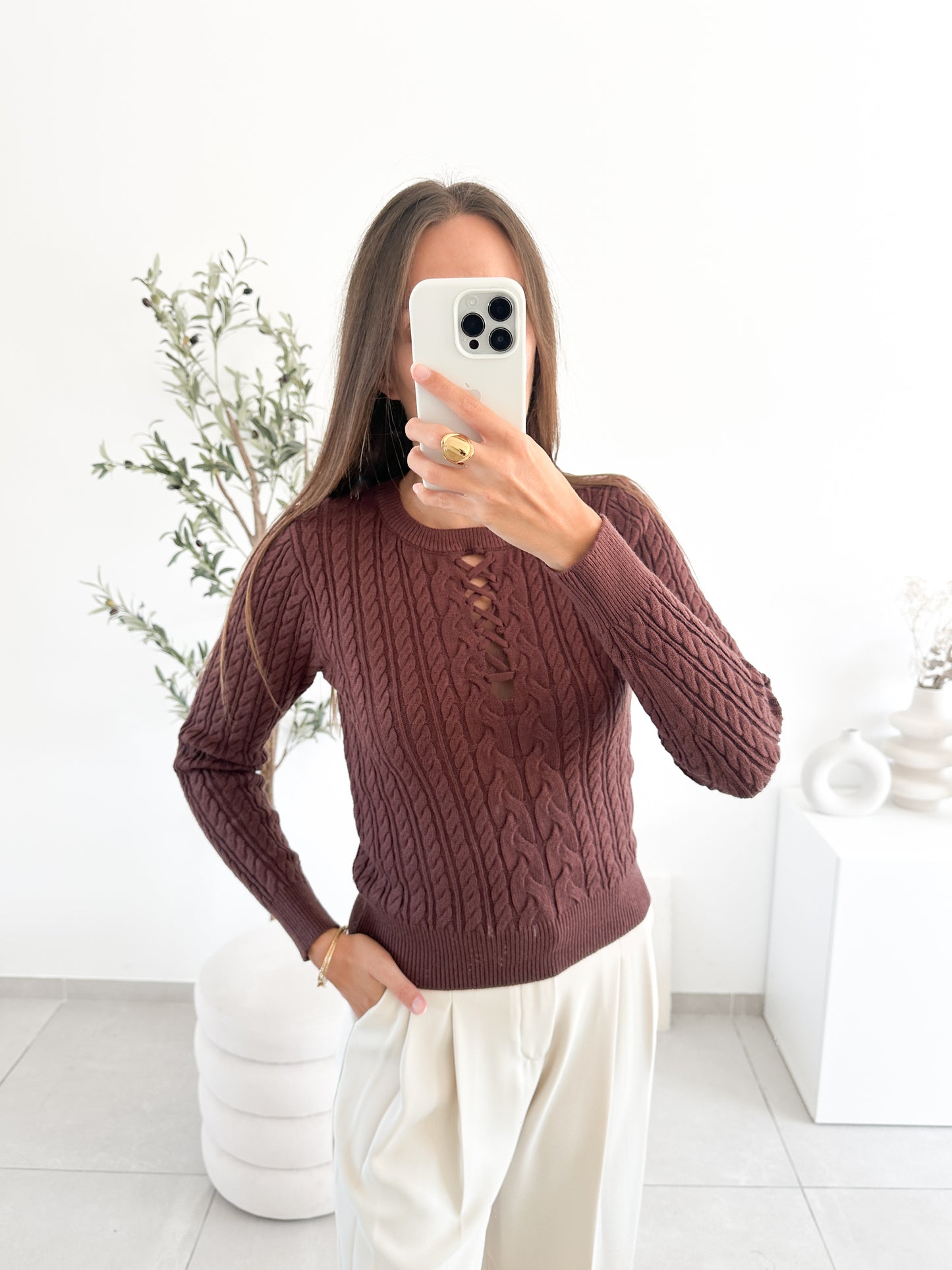 Pull Jade marron