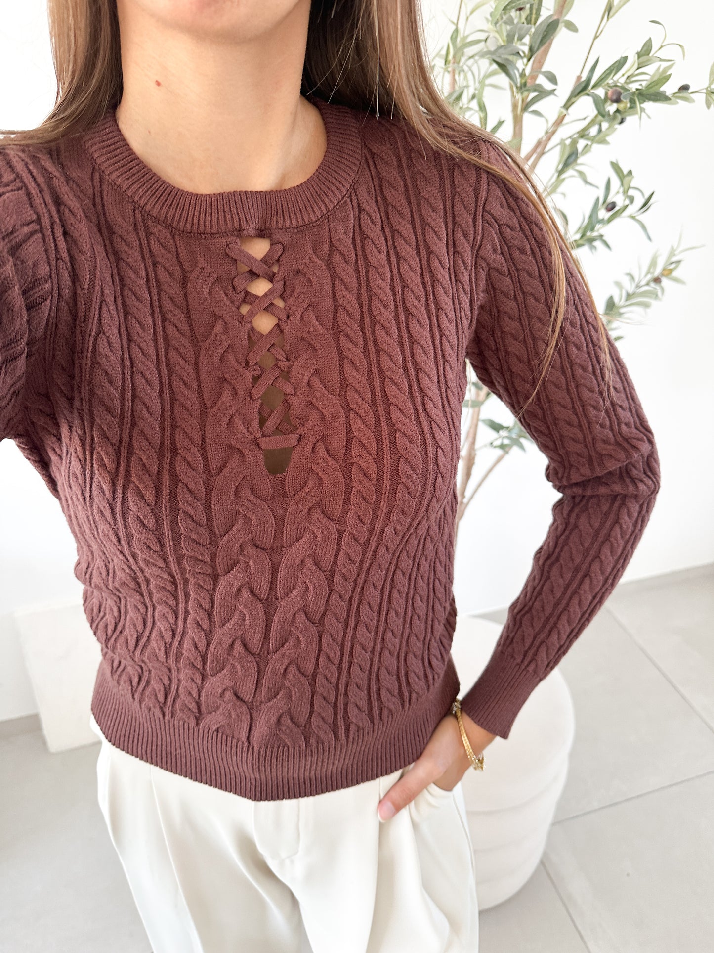 Pull Jade marron