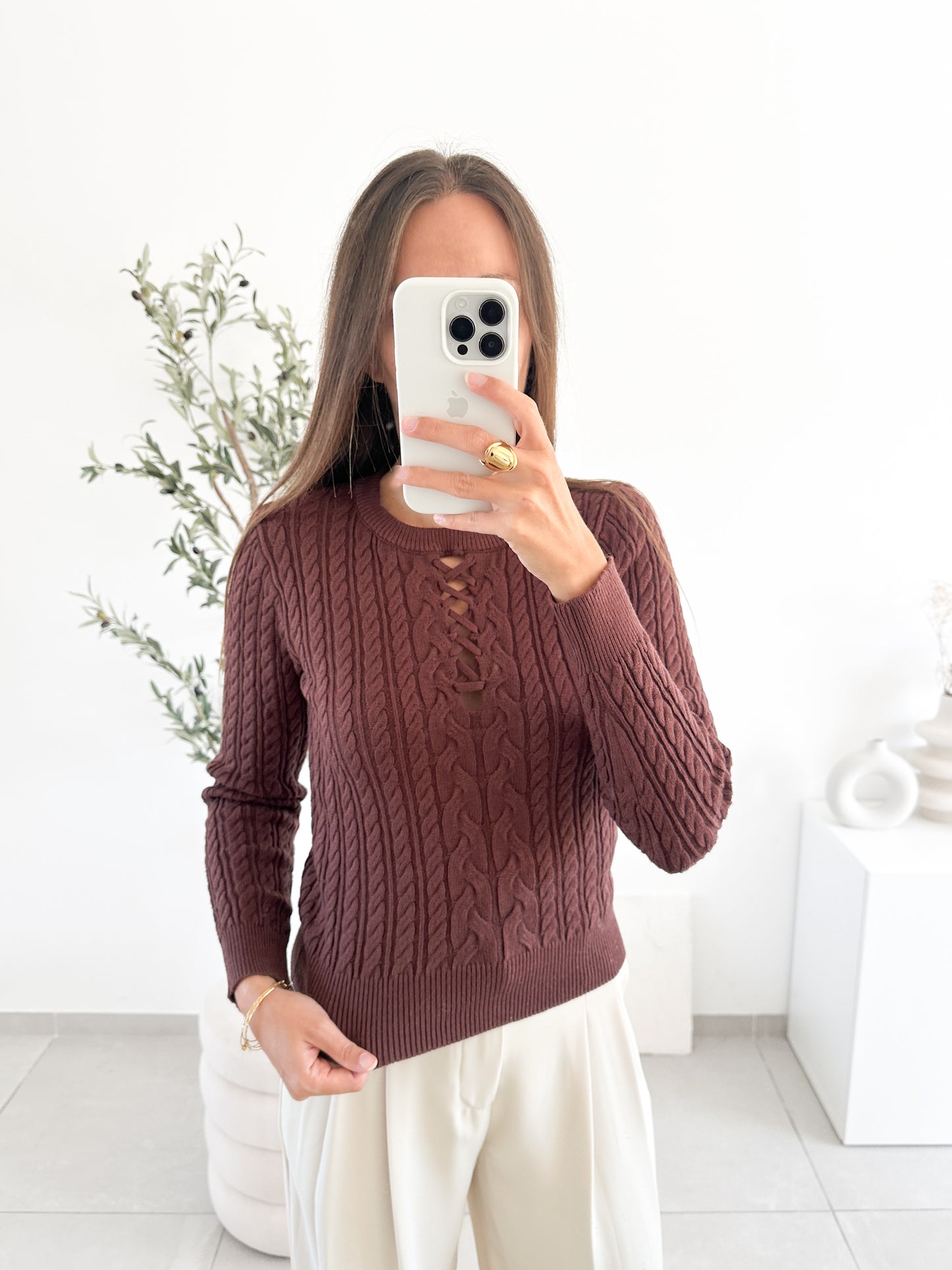 Pull Jade marron