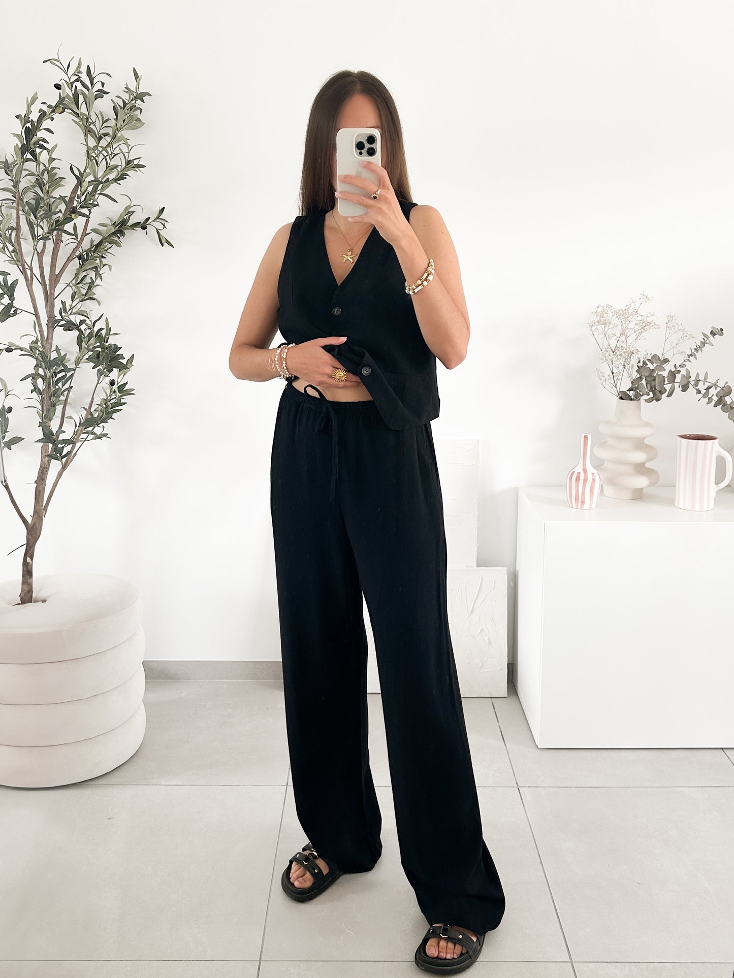 Pantalon lin noir (précommande expédié le 15 mai)