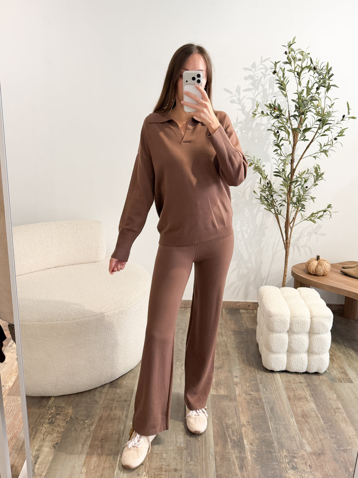 Ensemble en maille marron