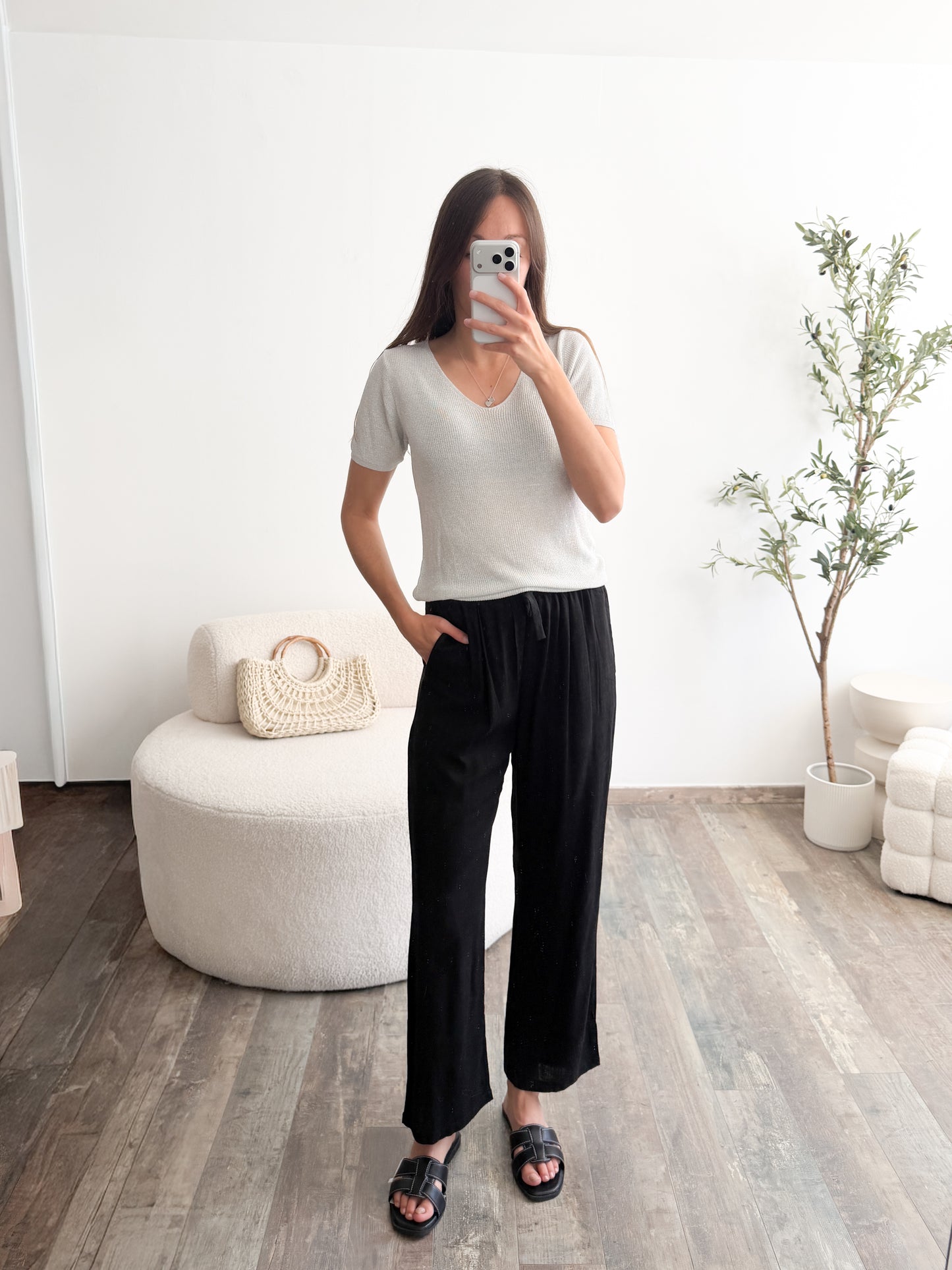 Pantalon en lin noir