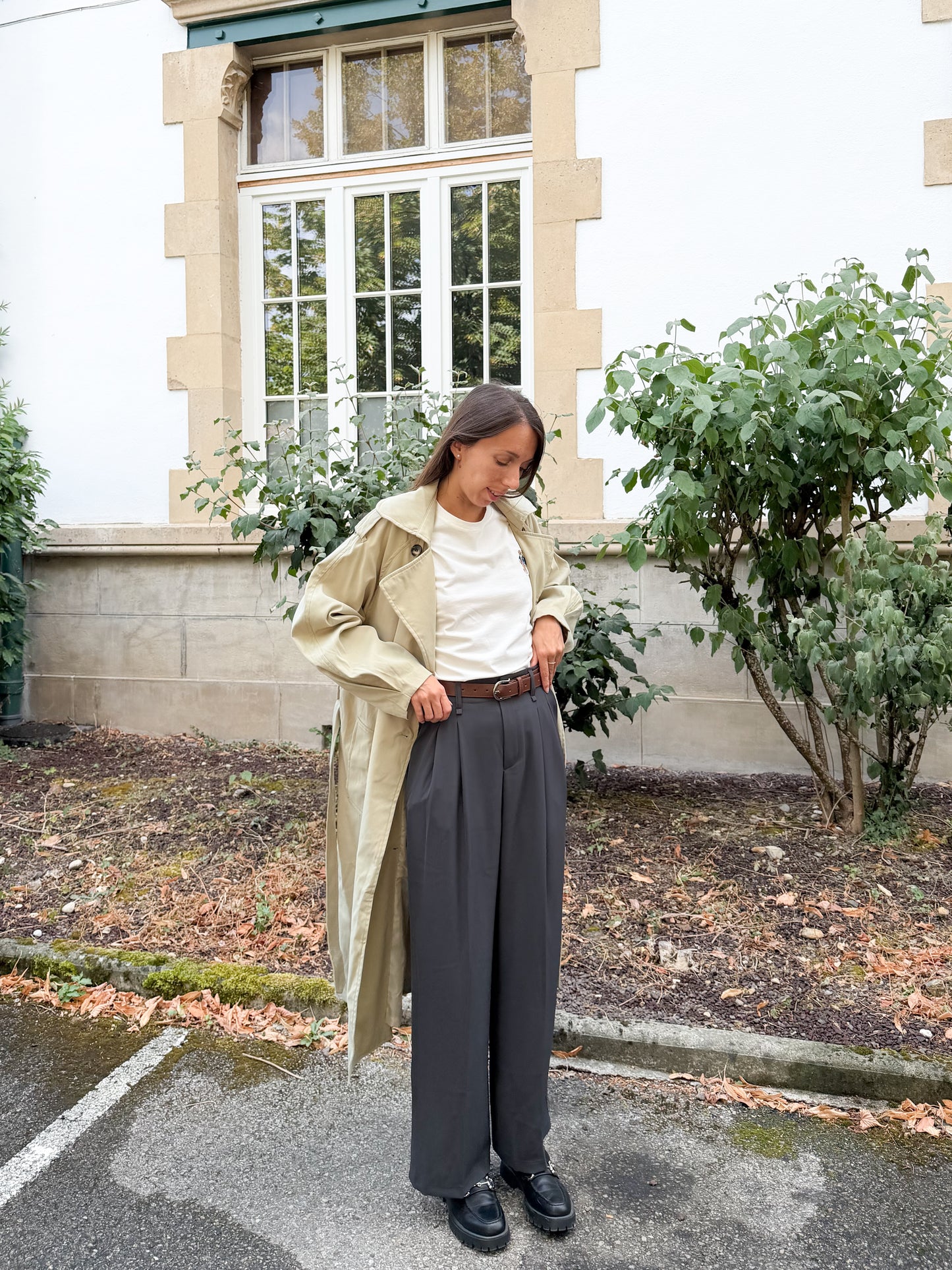 Pantalon avec ceinture gris anthracite