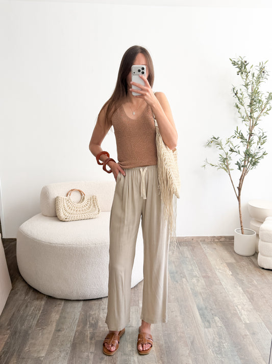 Pantalon en lin beige