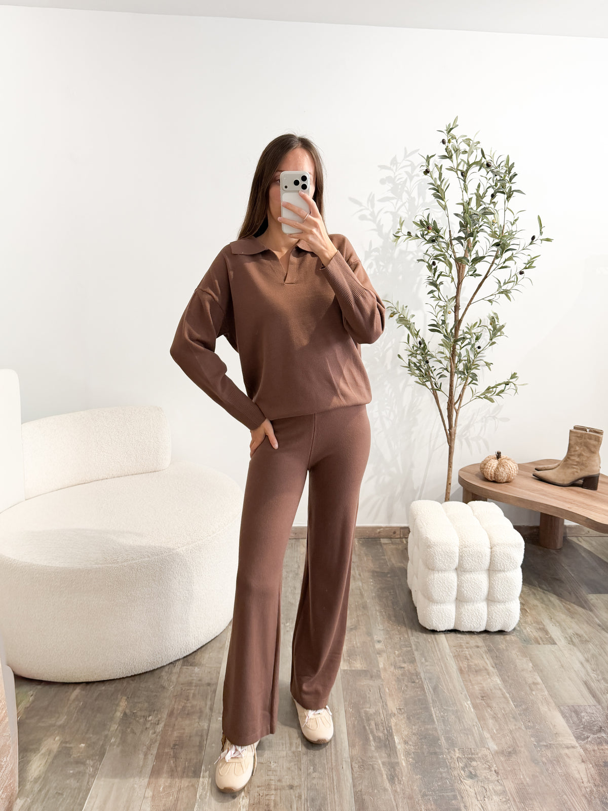 Ensemble en maille marron
