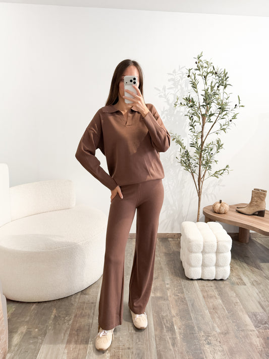 Ensemble en maille marron