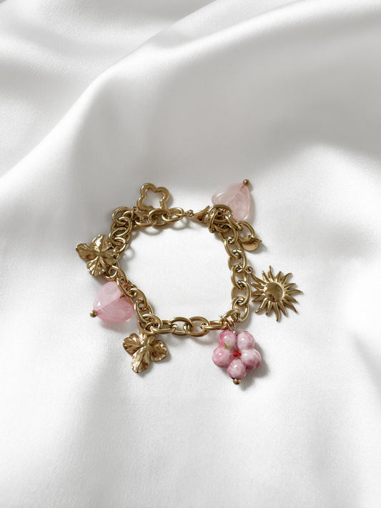 Bracelet breloques roses