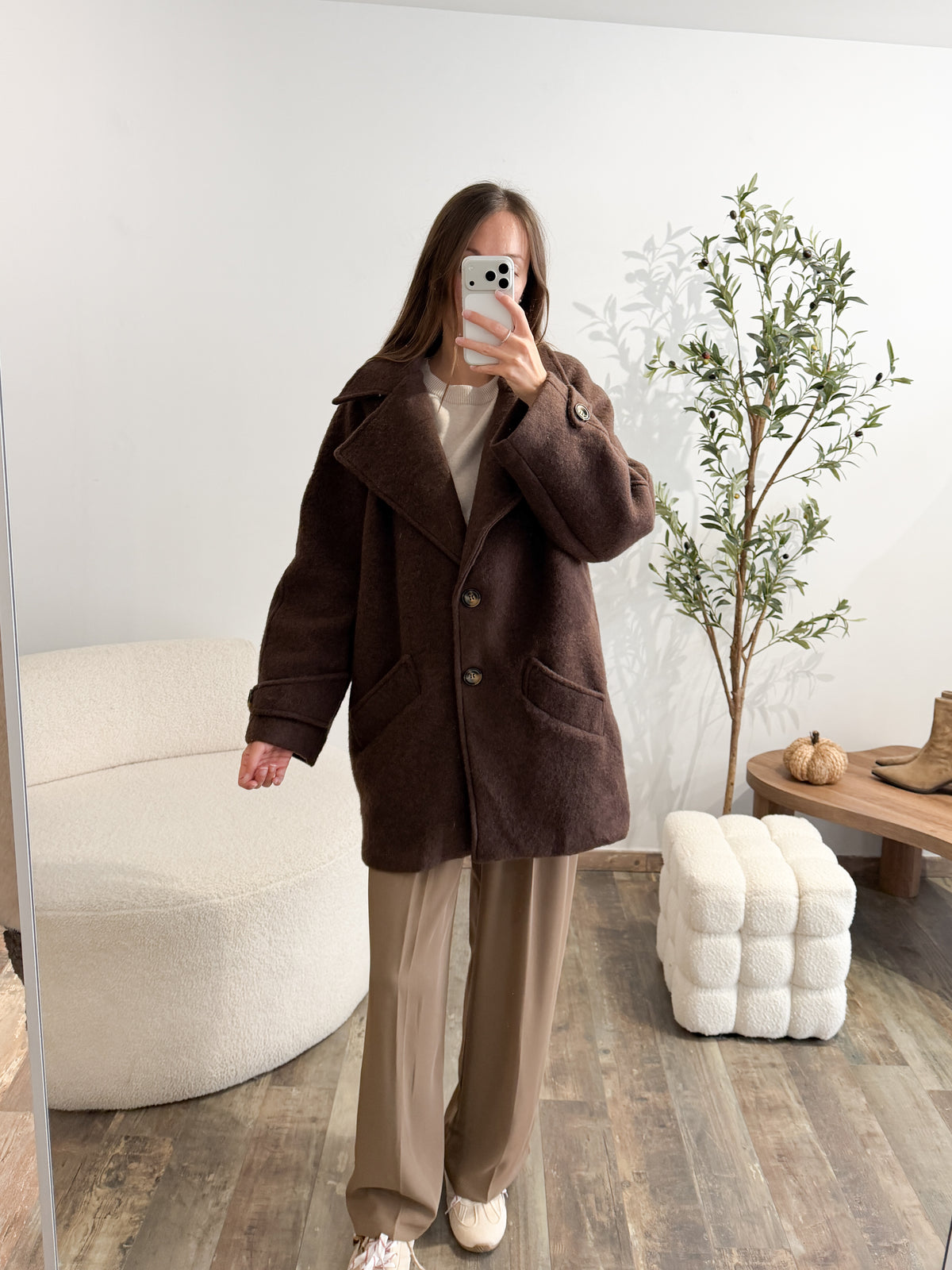 Manteau en laine marron