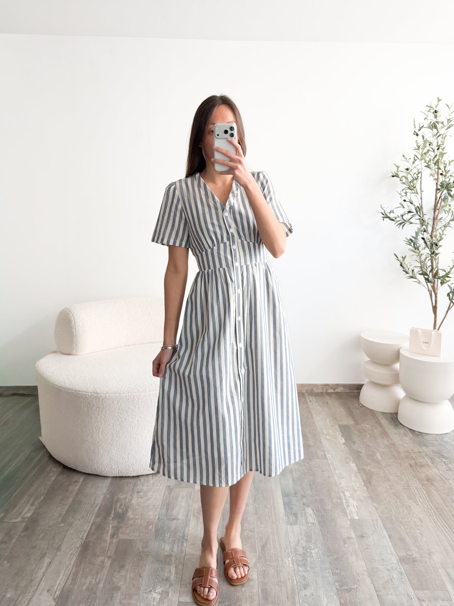 Robe en coton rayée (jusqu'au 46)