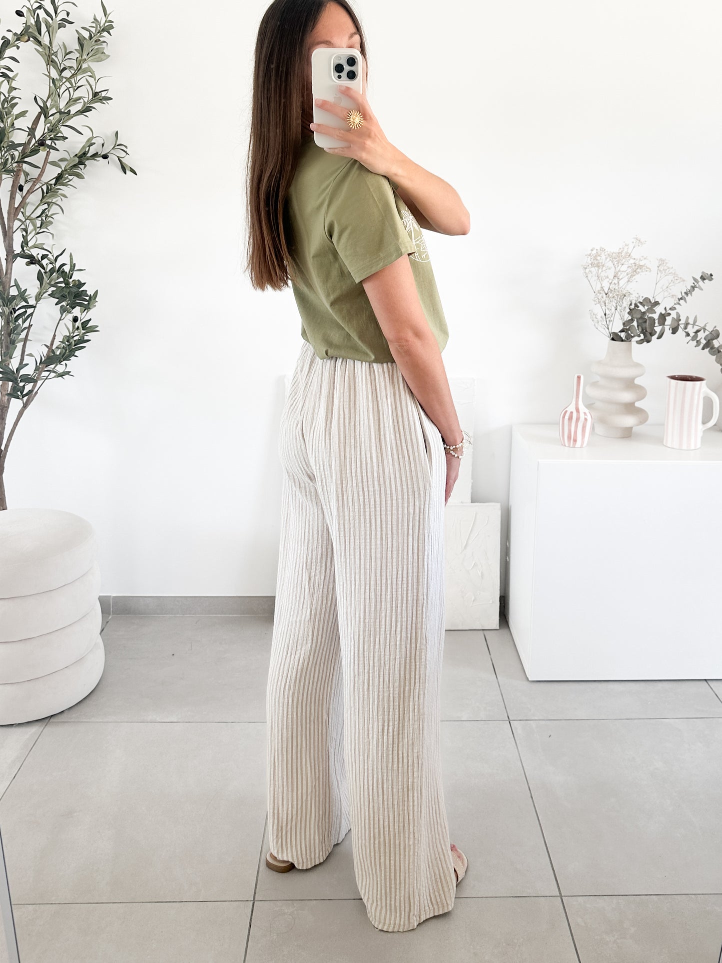 Pantalon en gaze de coton (couleur au choix)
