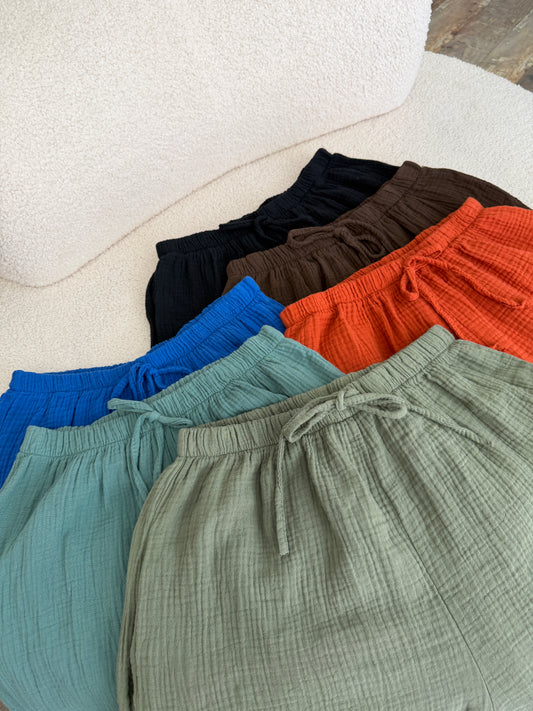 Pantalon en gaze de coton (couleur au choix)