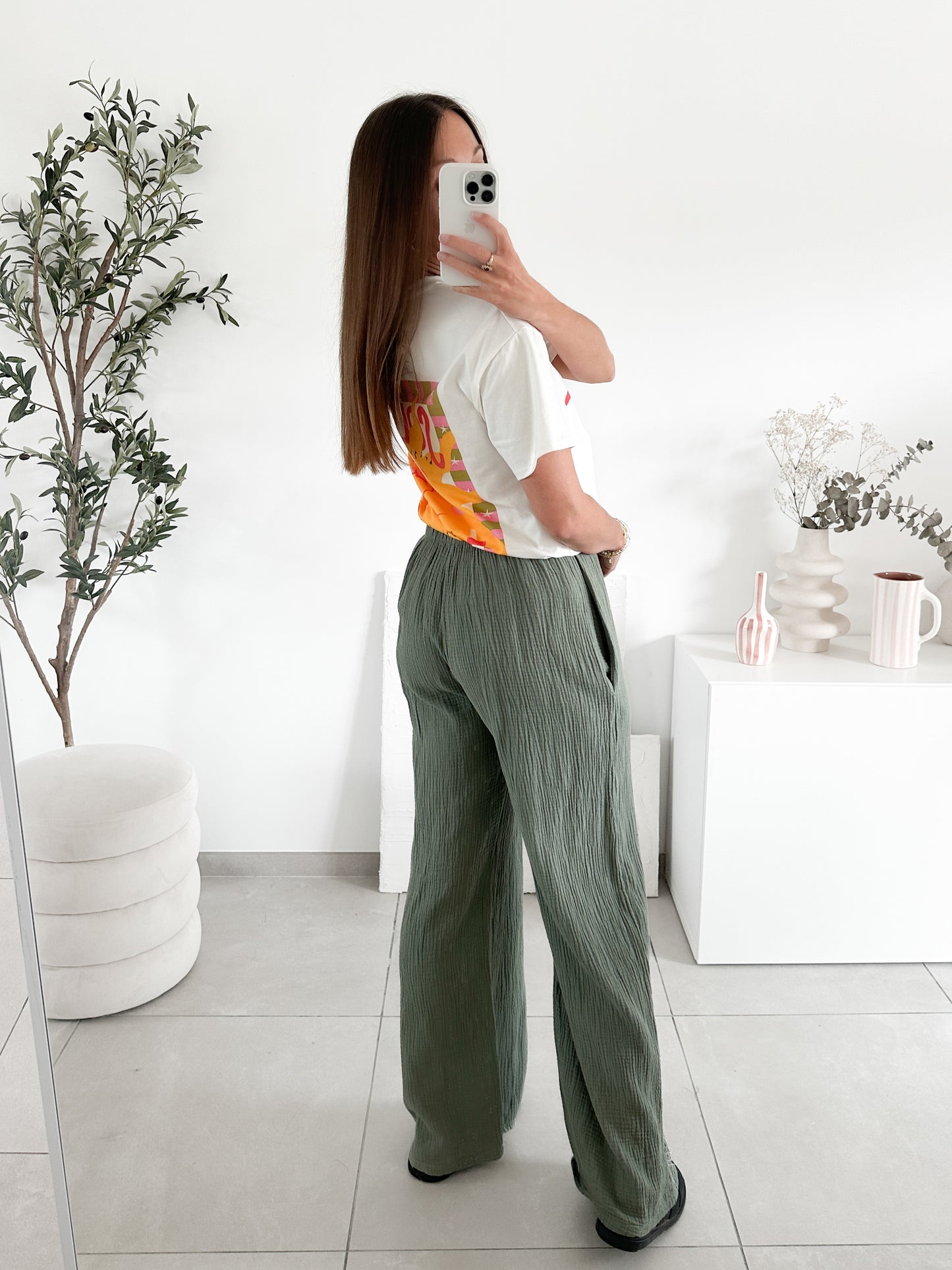 Pantalon en gaze de coton (couleur au choix)