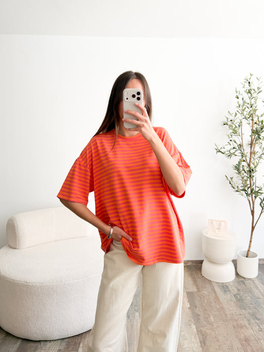 T-shirt rayé orange