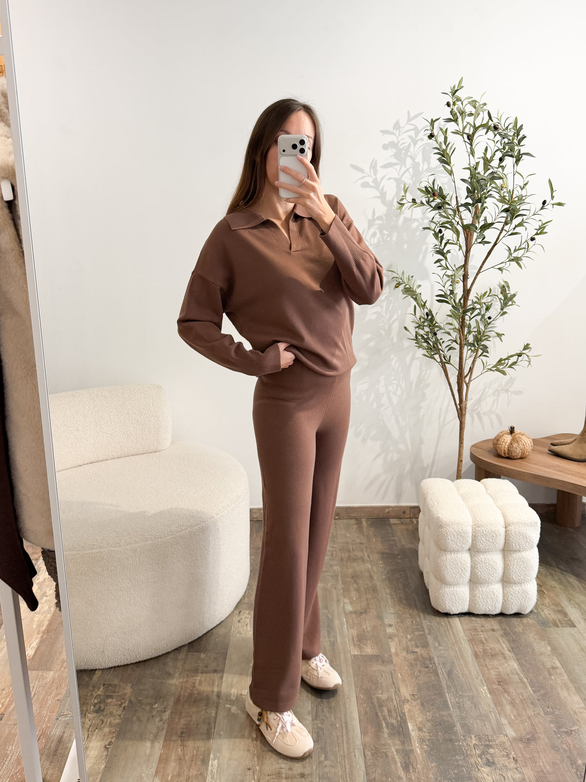 Ensemble en maille marron