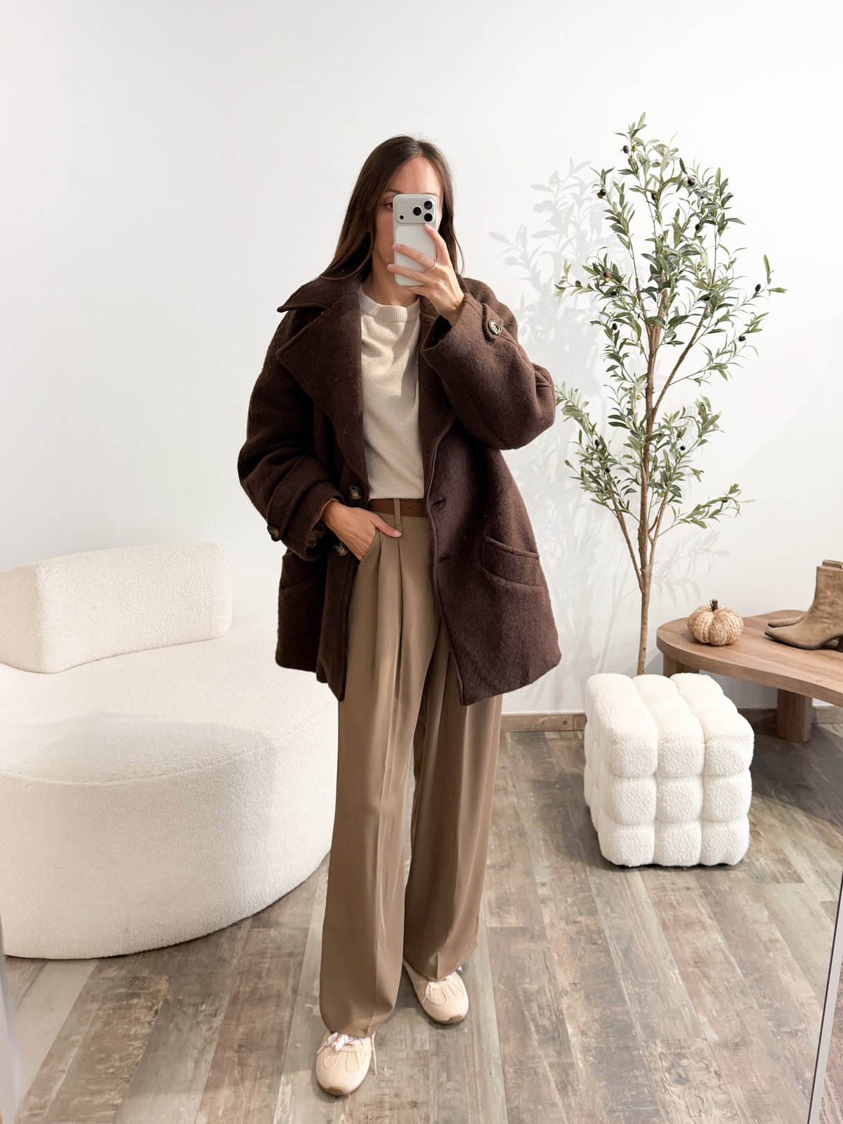 Manteau en laine marron