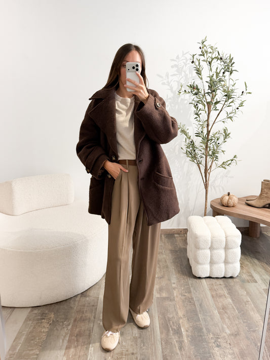 Manteau en laine marron