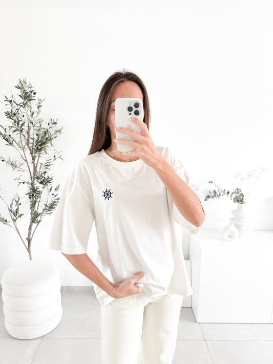 T-shirt oversize brodé blanc