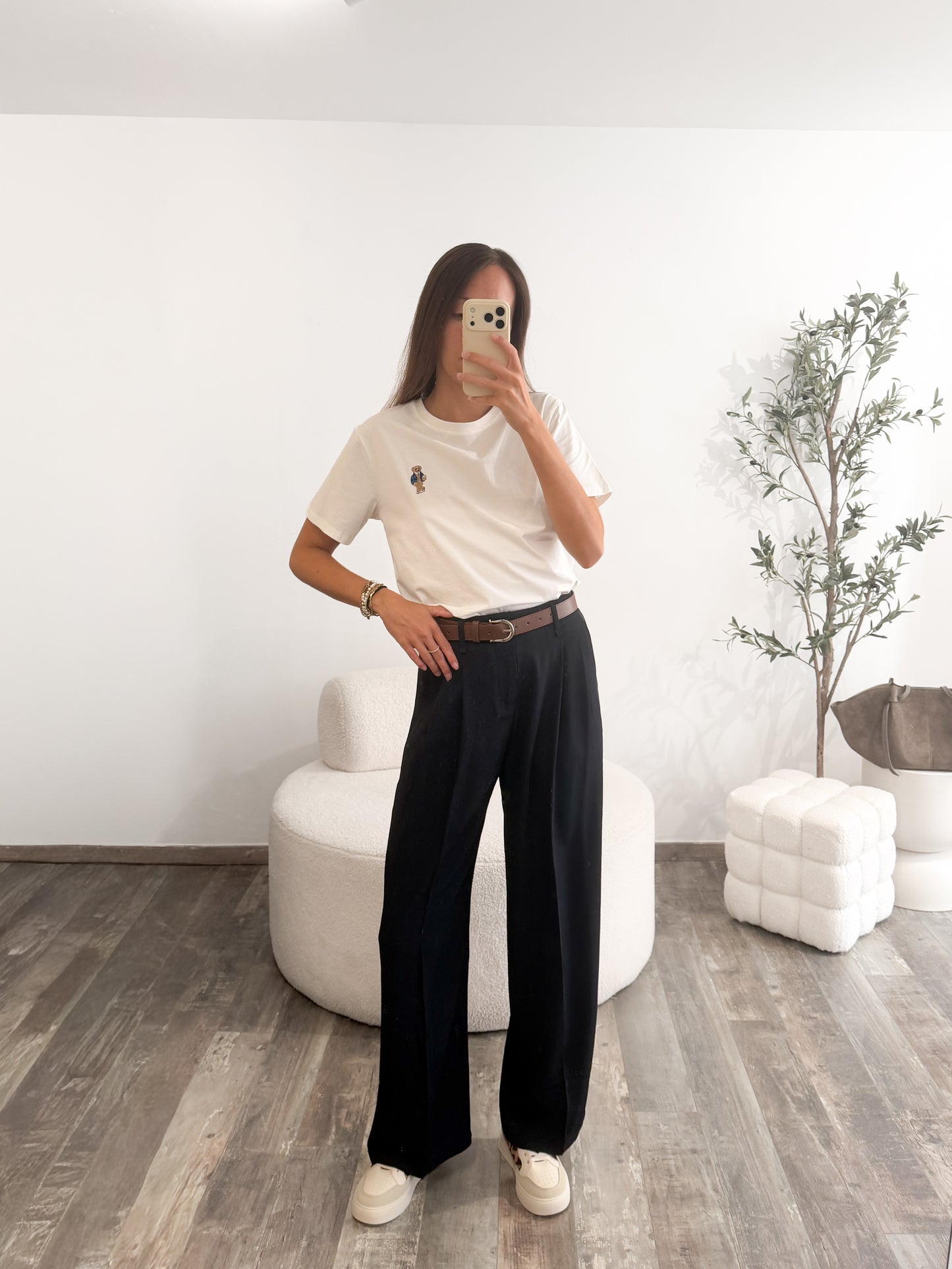 Pantalon avec ceinture marine