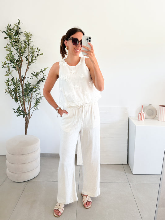 Pantalon en lin beige