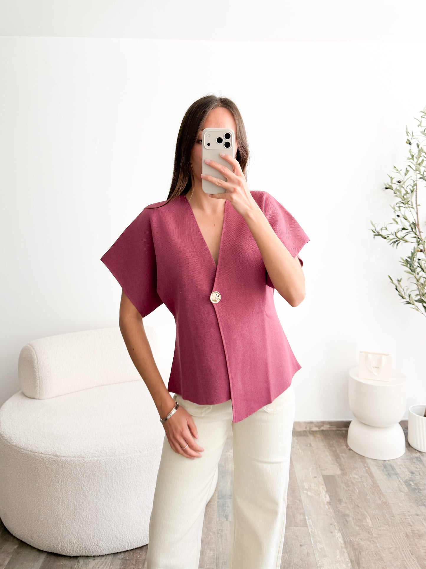 Gilet structuré rose