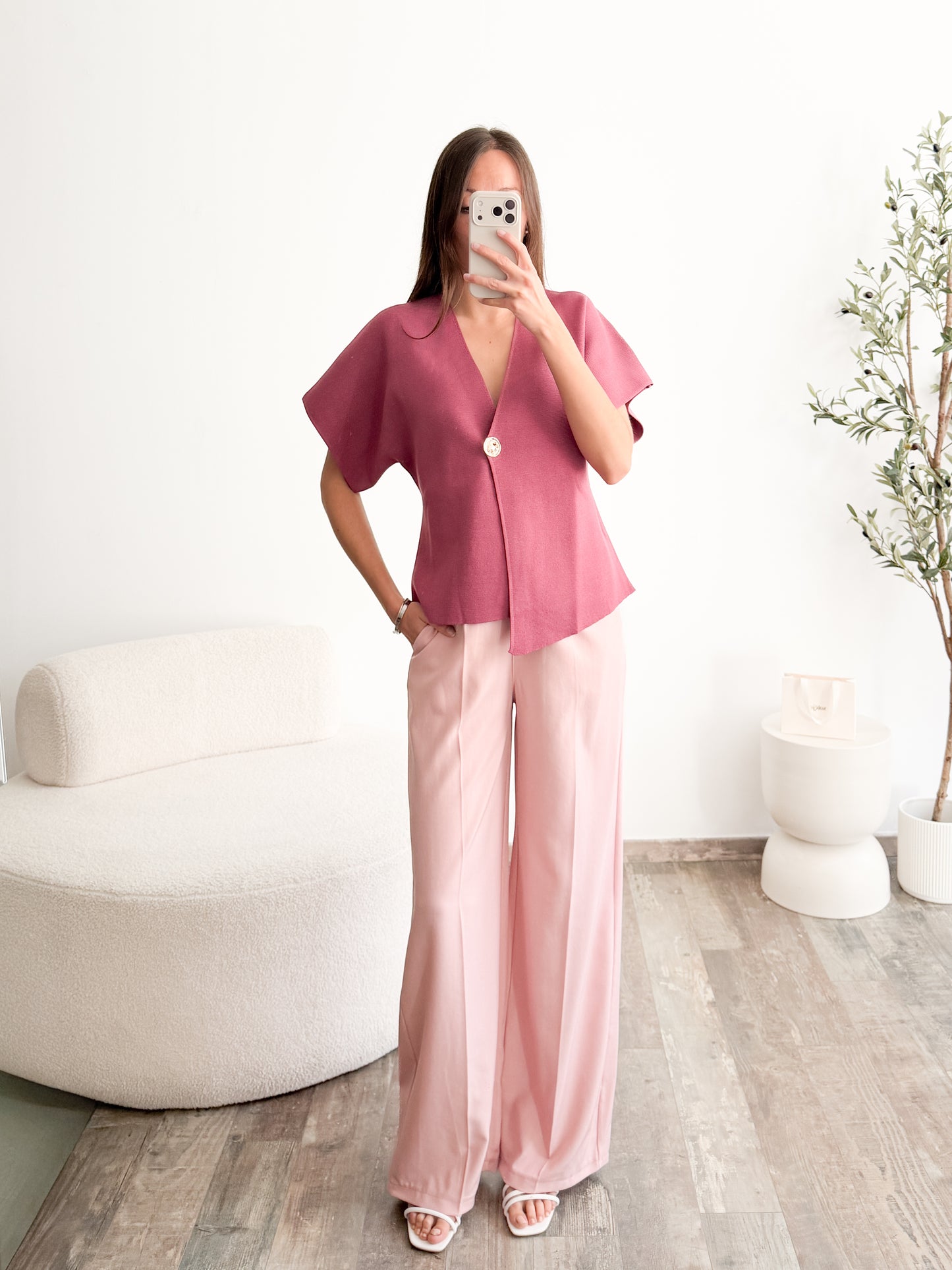 Gilet structuré rose