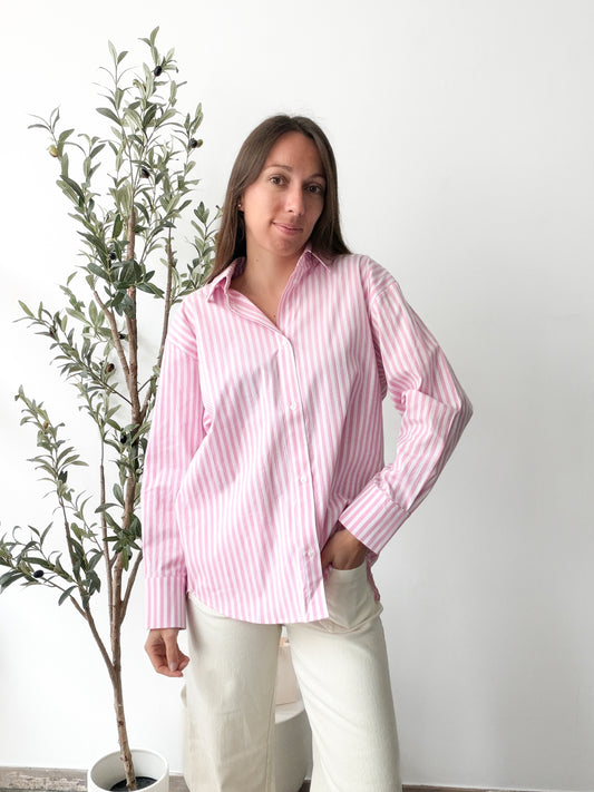 Chemise NafNaf rayée rose