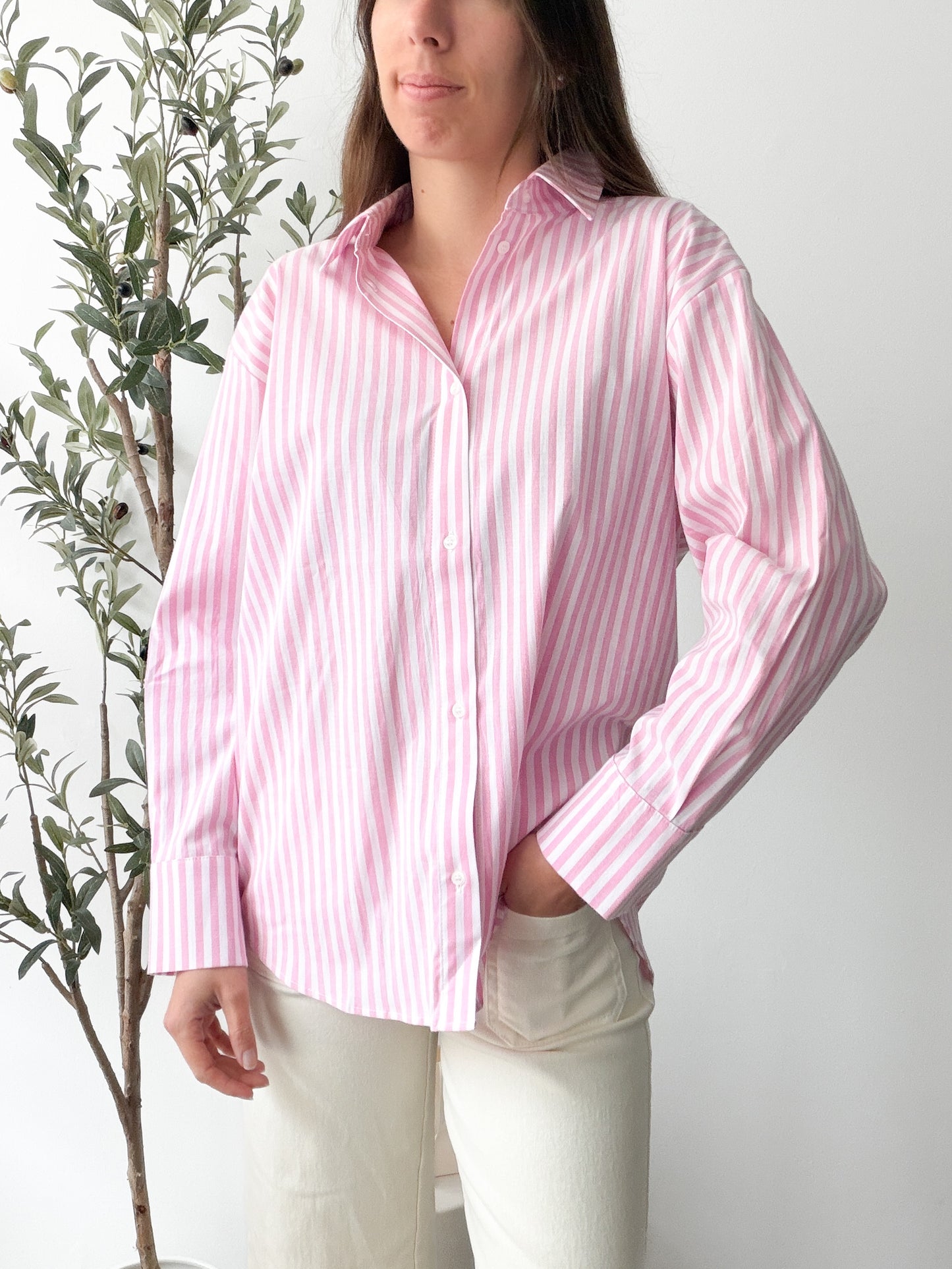 Chemise NafNaf rayée rose
